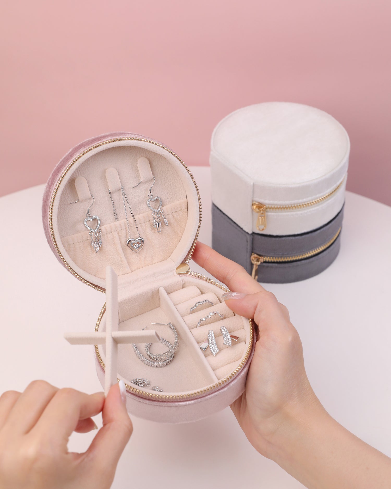 Velvet Round Jewelry Box