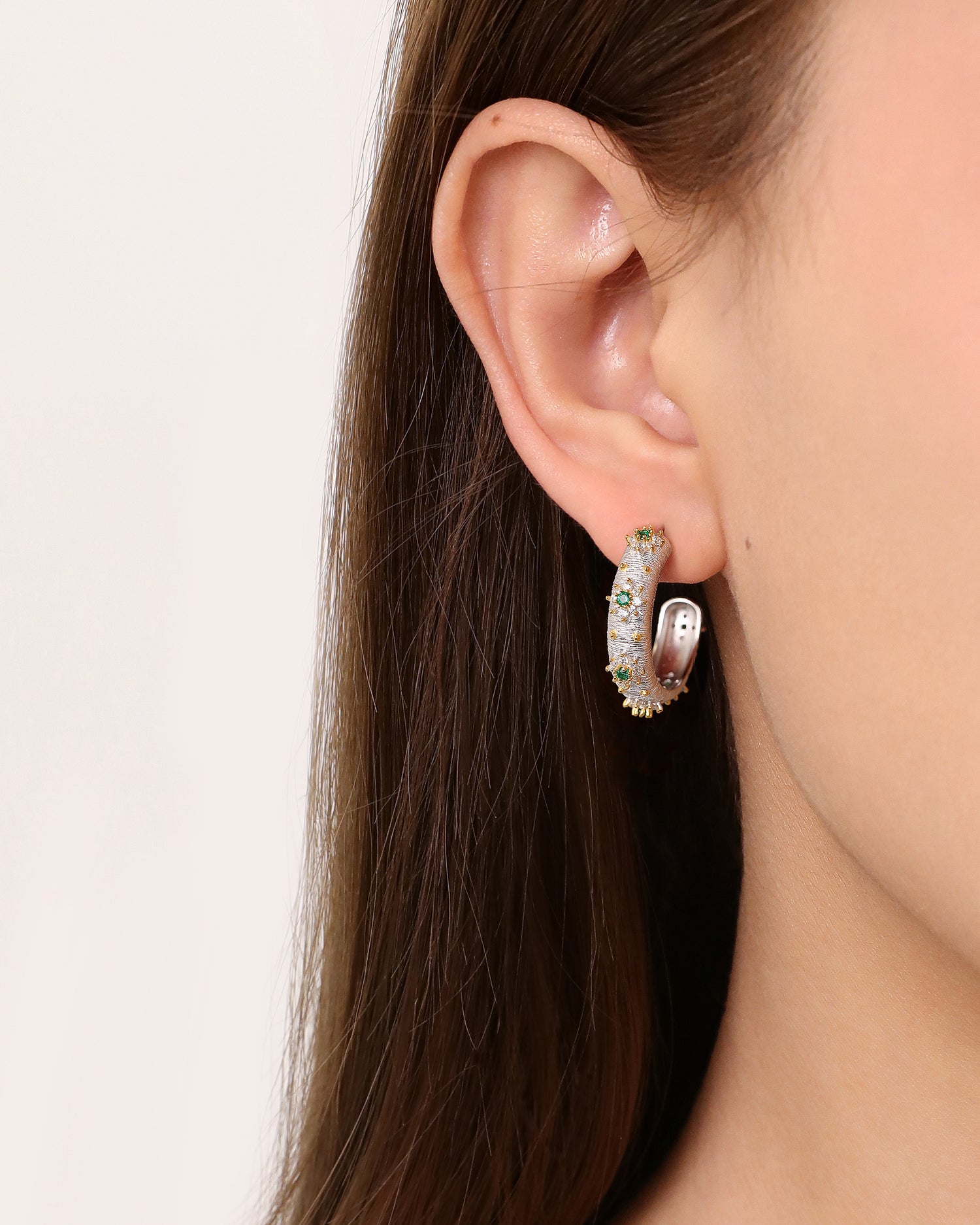 Emerald Starburst Hoop Earrings