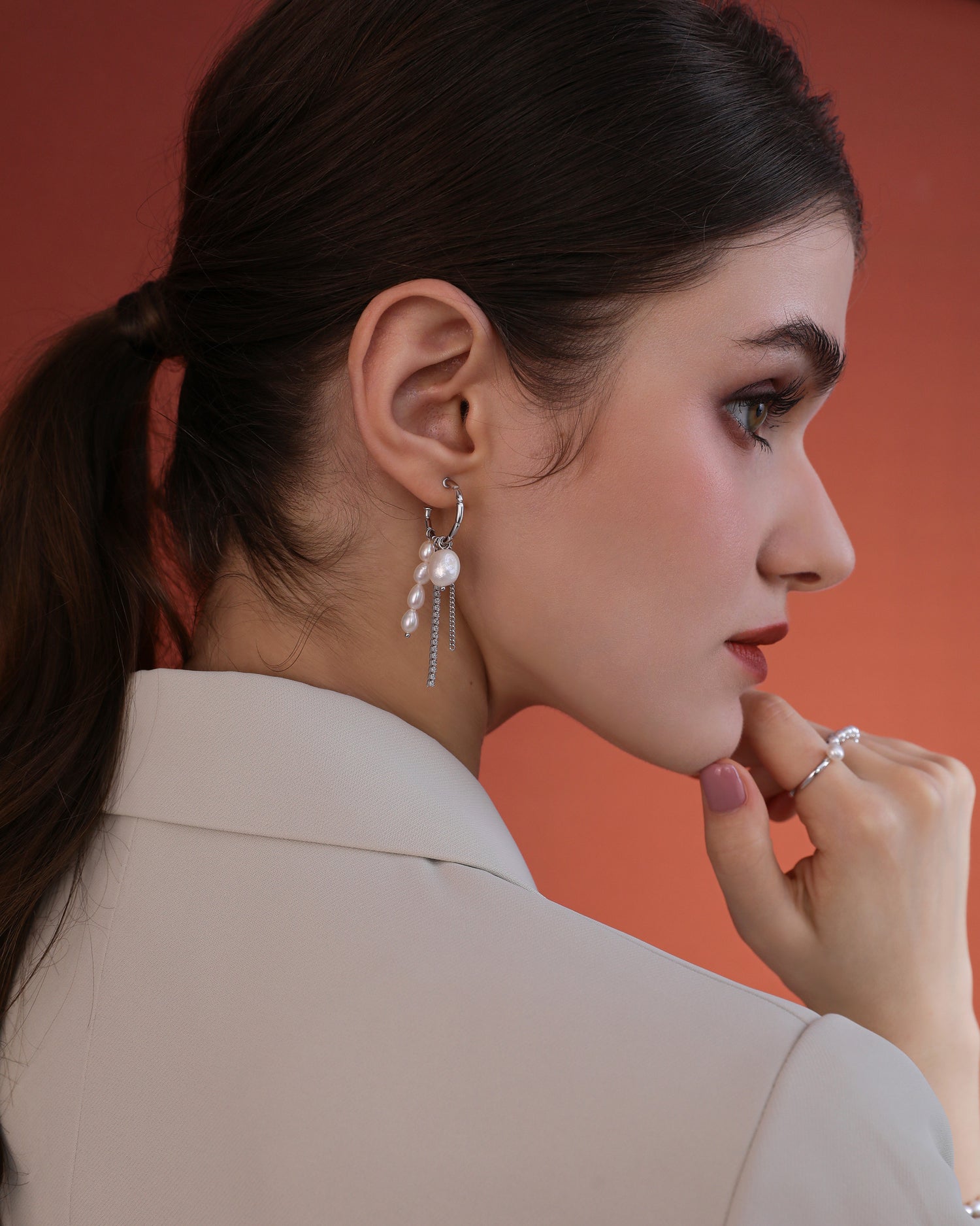 Chain & Pearl Fusion Earrings