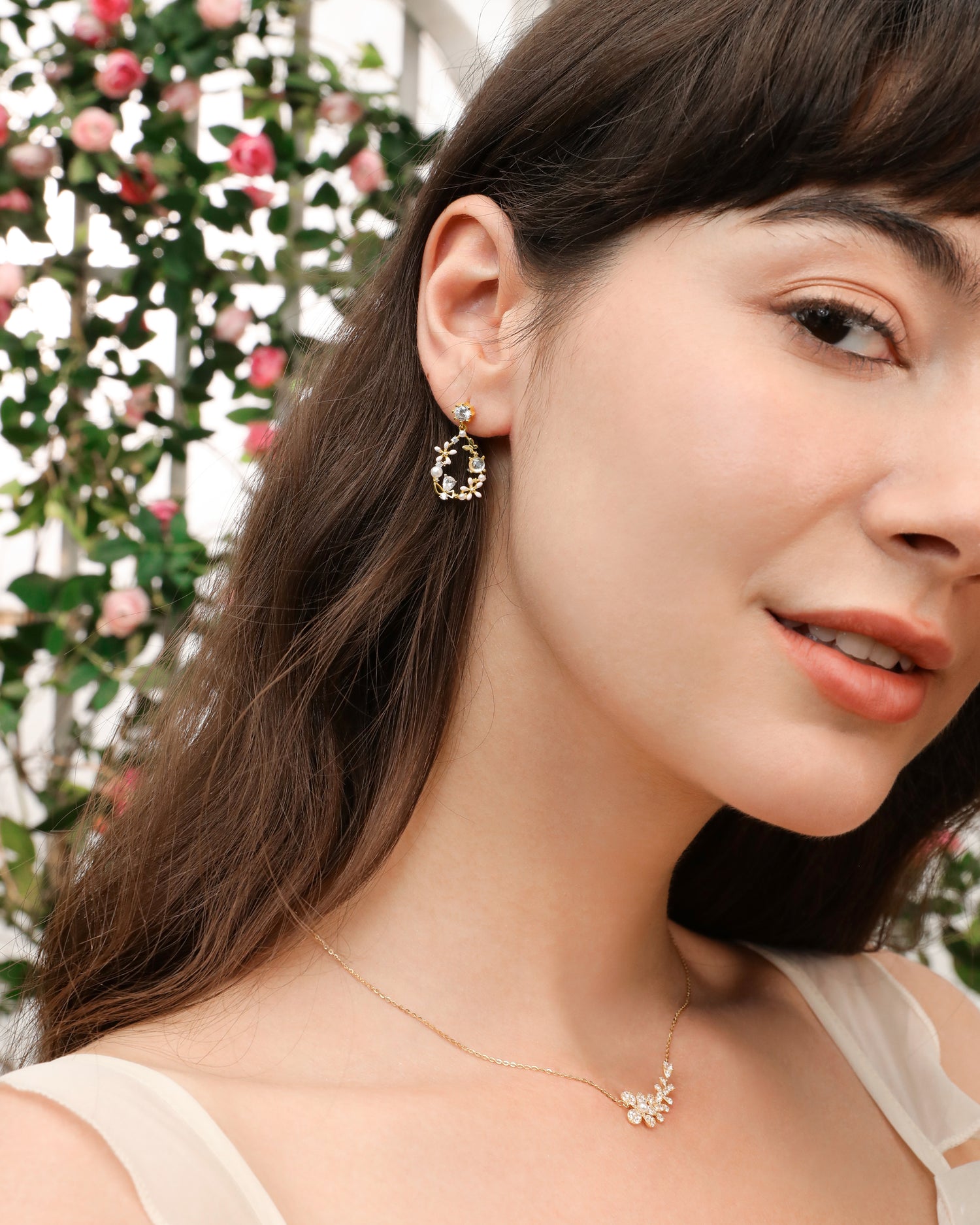 Lustrous Blossom & Butterfly Earrings