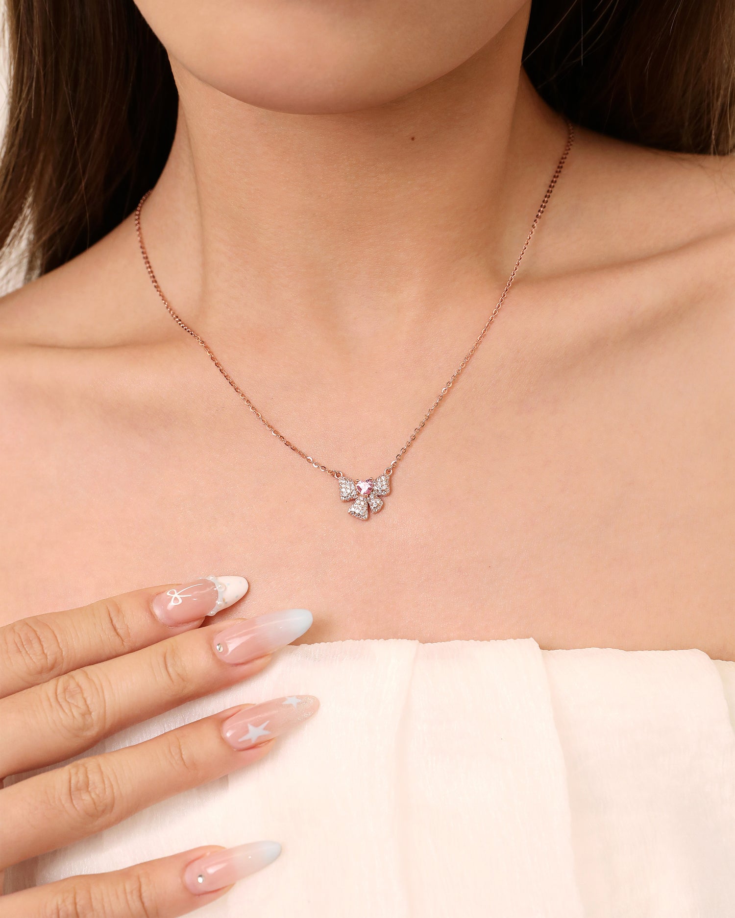 Sweetheart Sparkle Bow Necklace