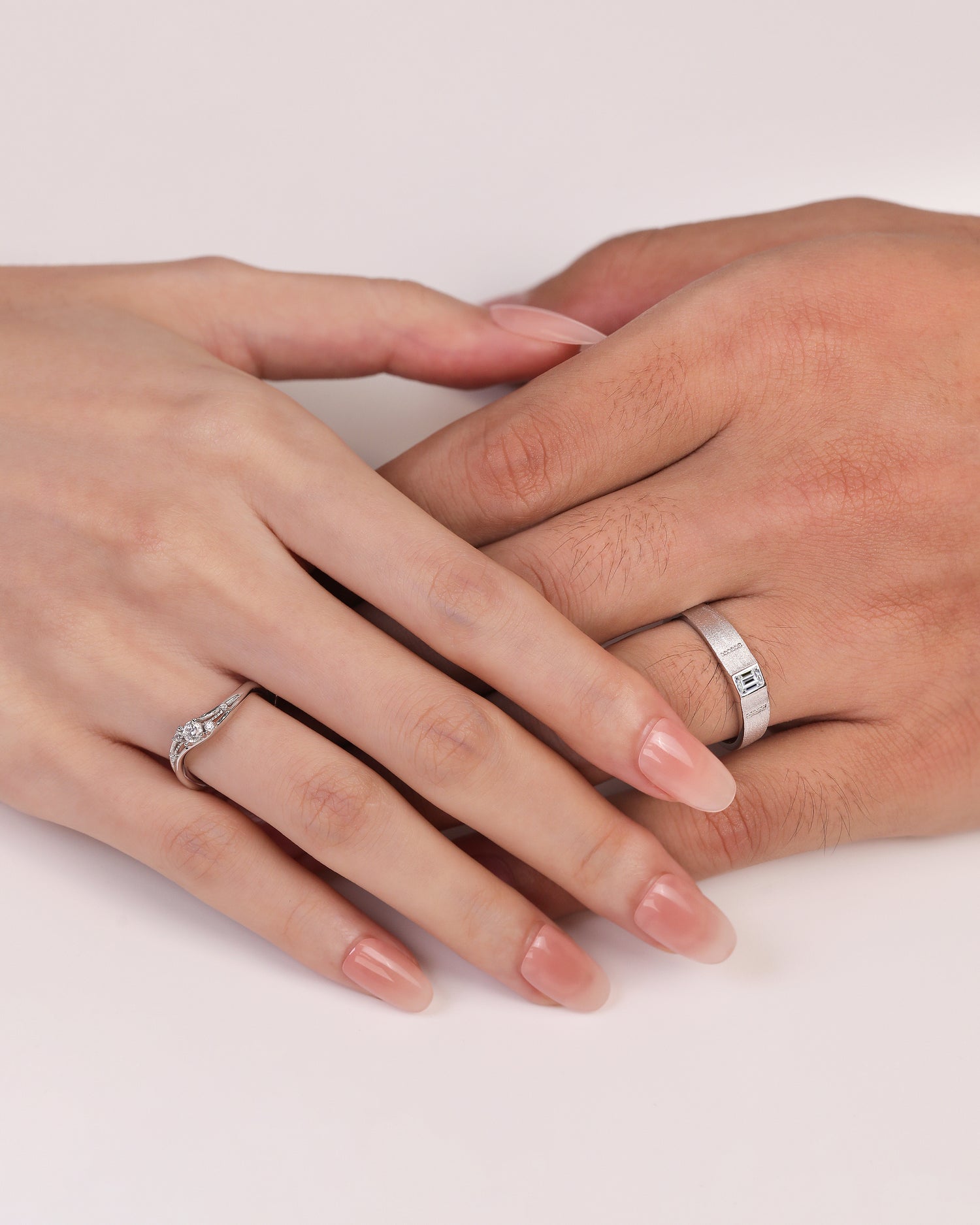 Radiant Duo Couple Rings in Solid Gold