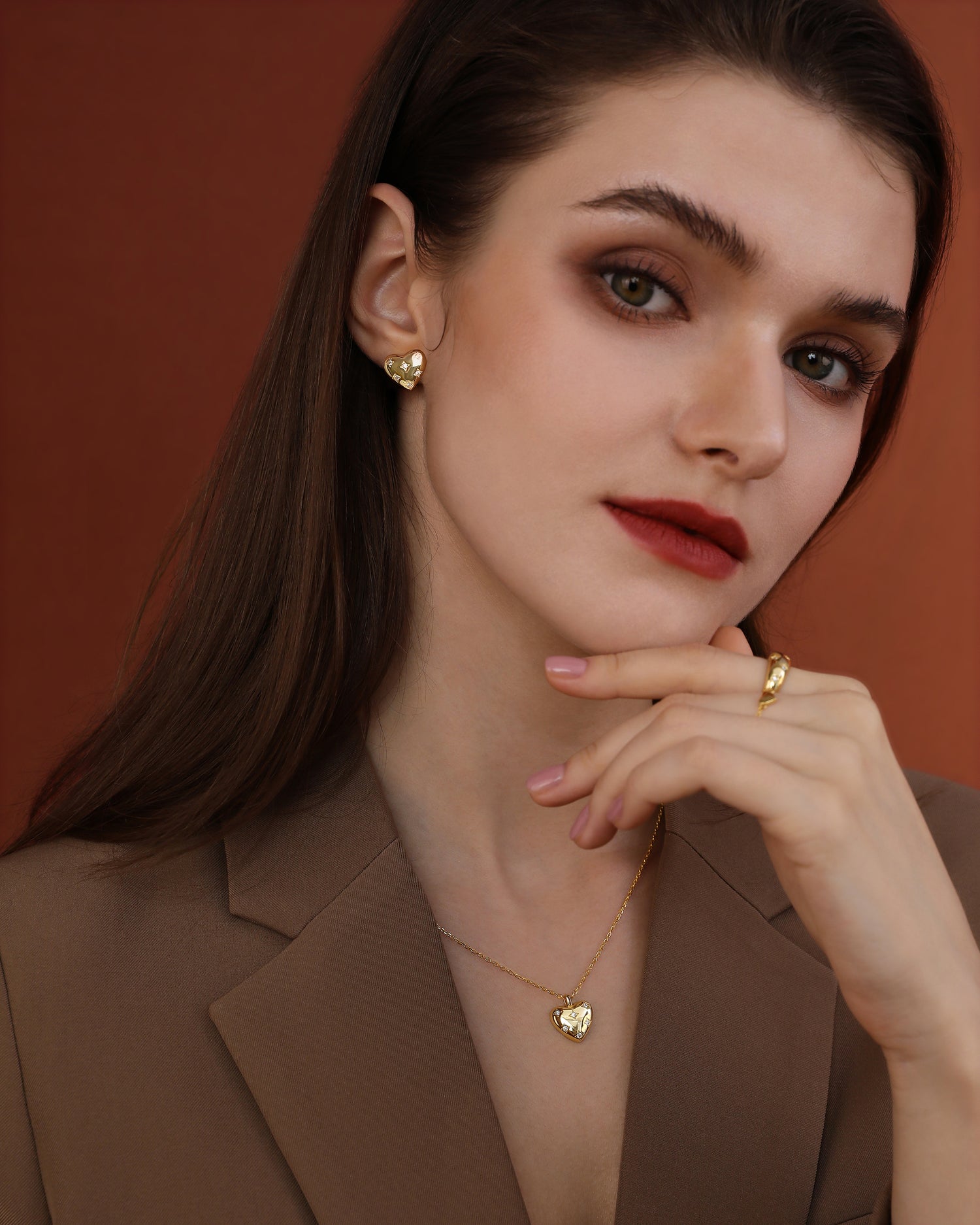 Stellar Heart Earrings & Necklace Jewelry Set