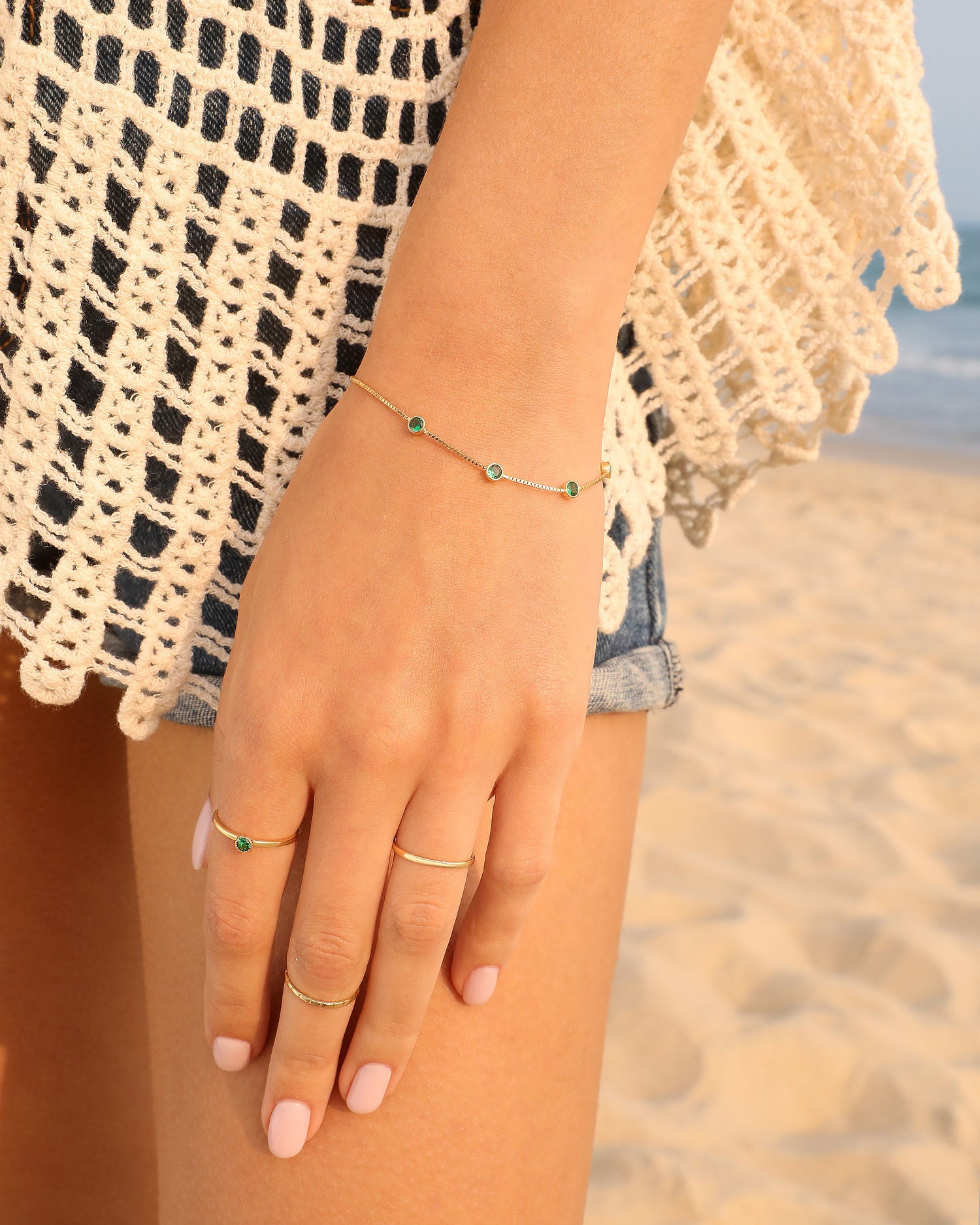 Minimalist Emerald Green Bracelet