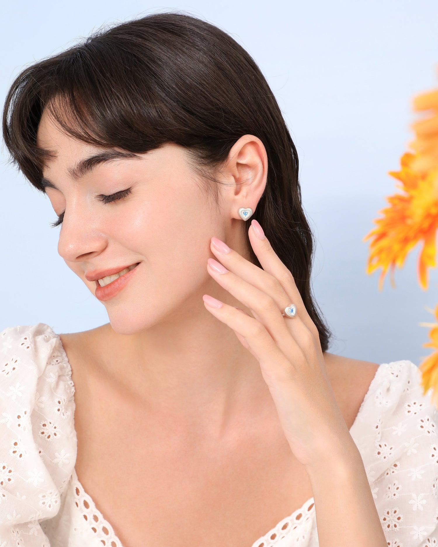 Ocean Heart Ring & Earrings Set