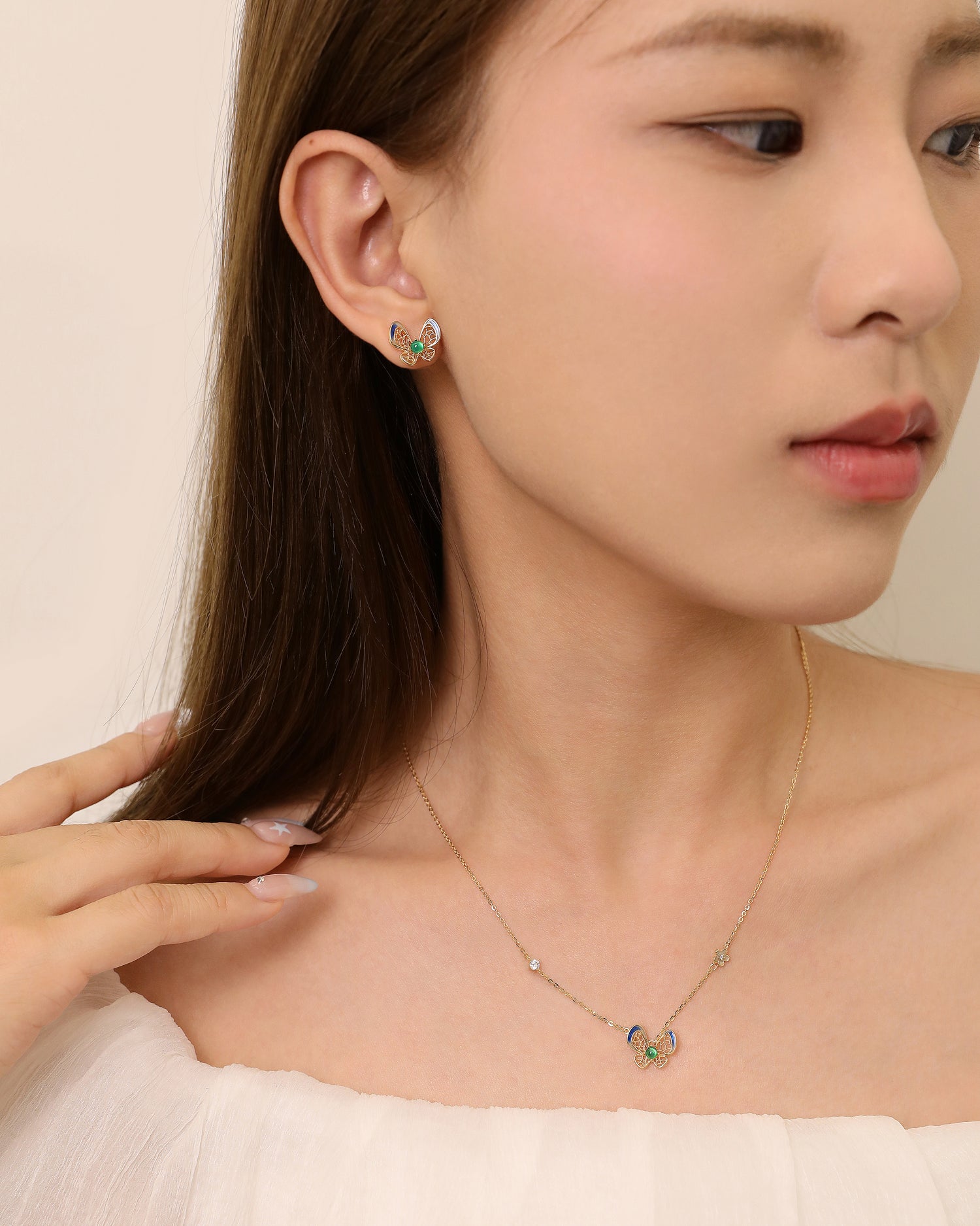 Verdant Bloom Earrings & Necklace Jewelry Set
