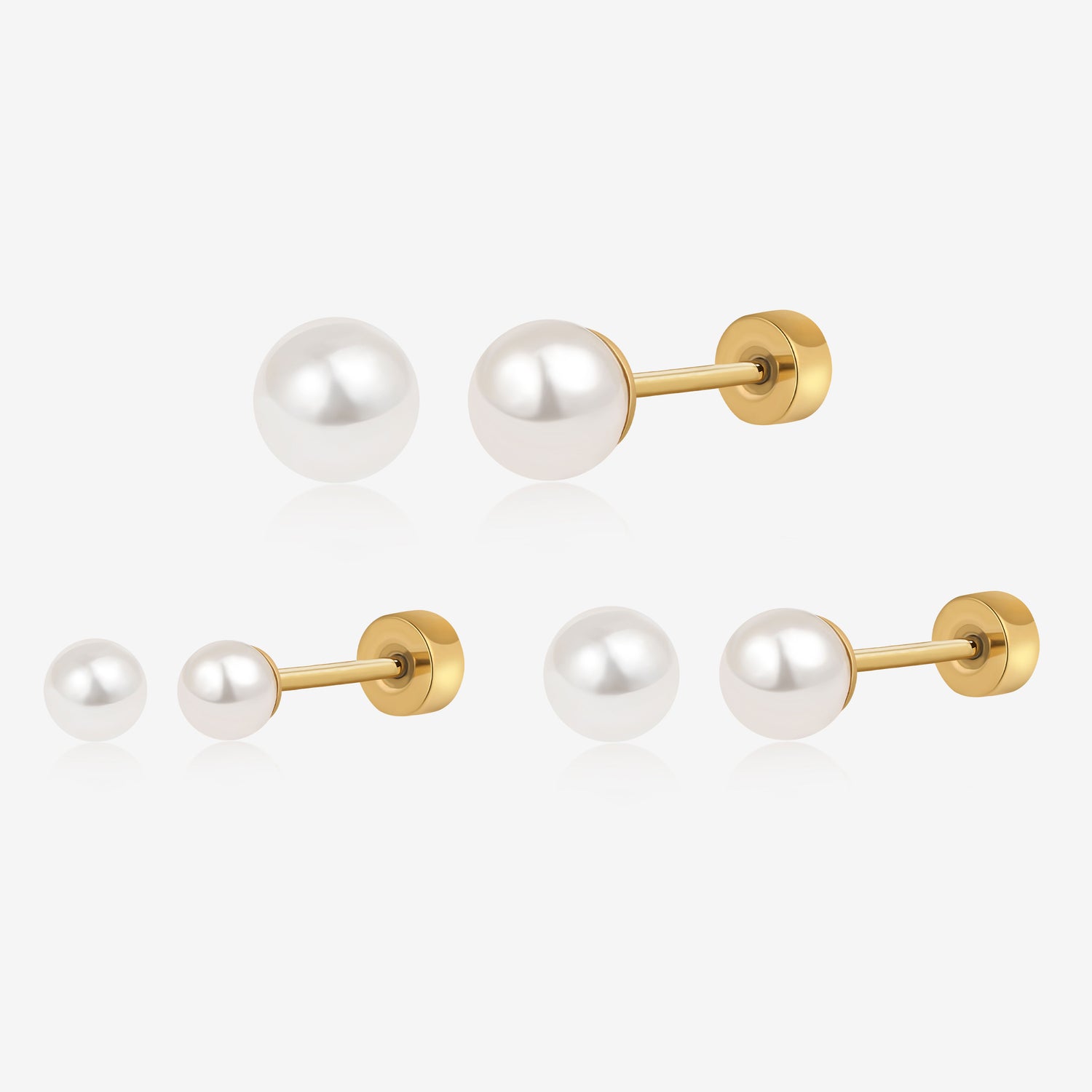 Classic Pearl Screw Flat Back Earrings