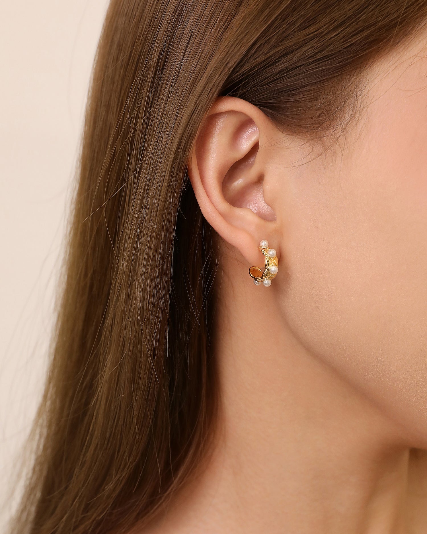 Crisscross Pearl Hoop Earrings