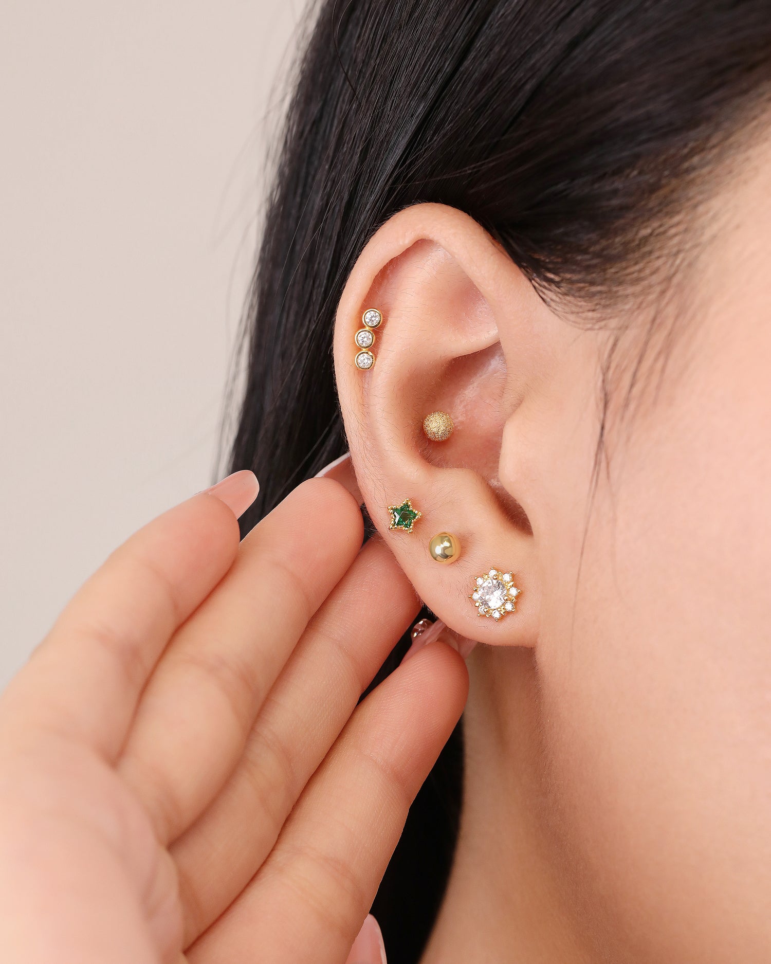 Triple Bling Screw Back Earrings