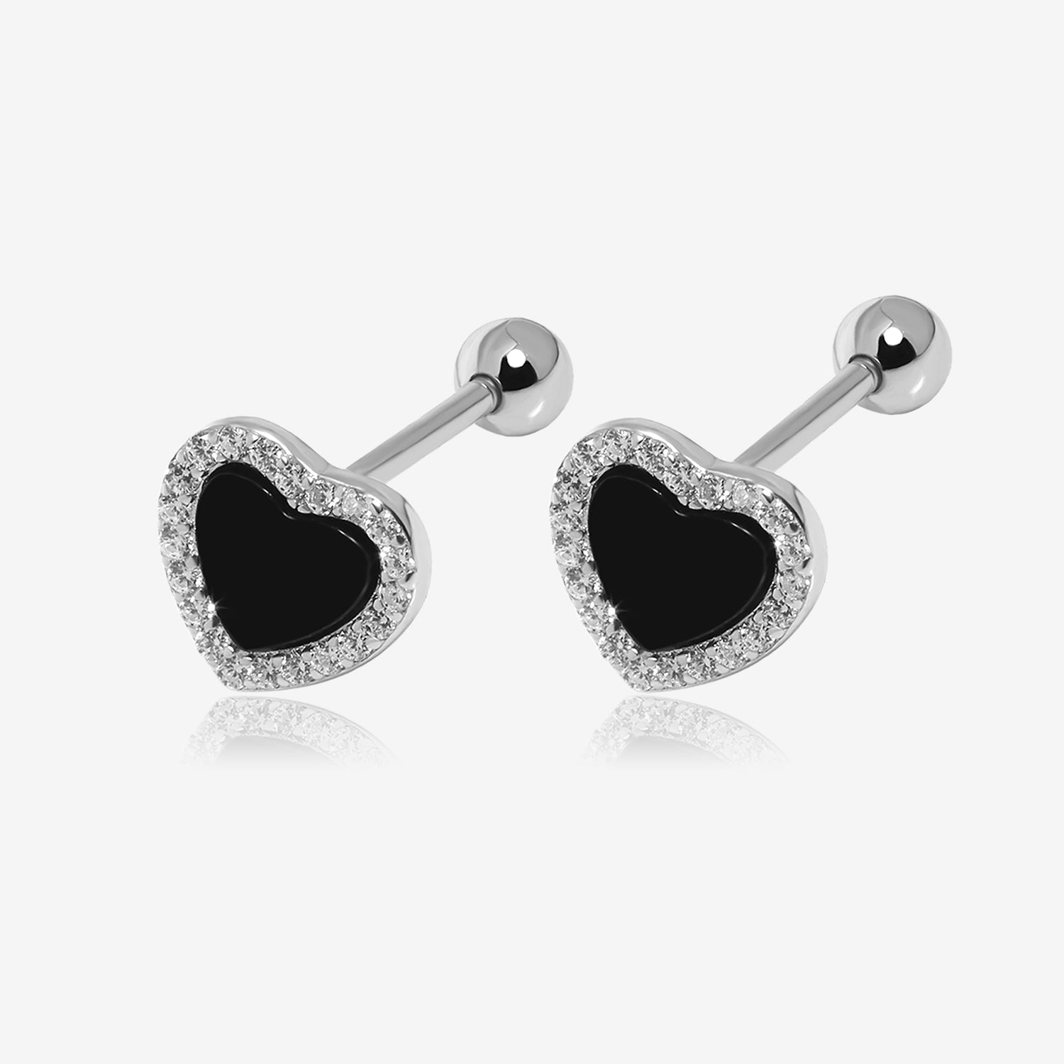 Midnight Heart Screw Back Earrings