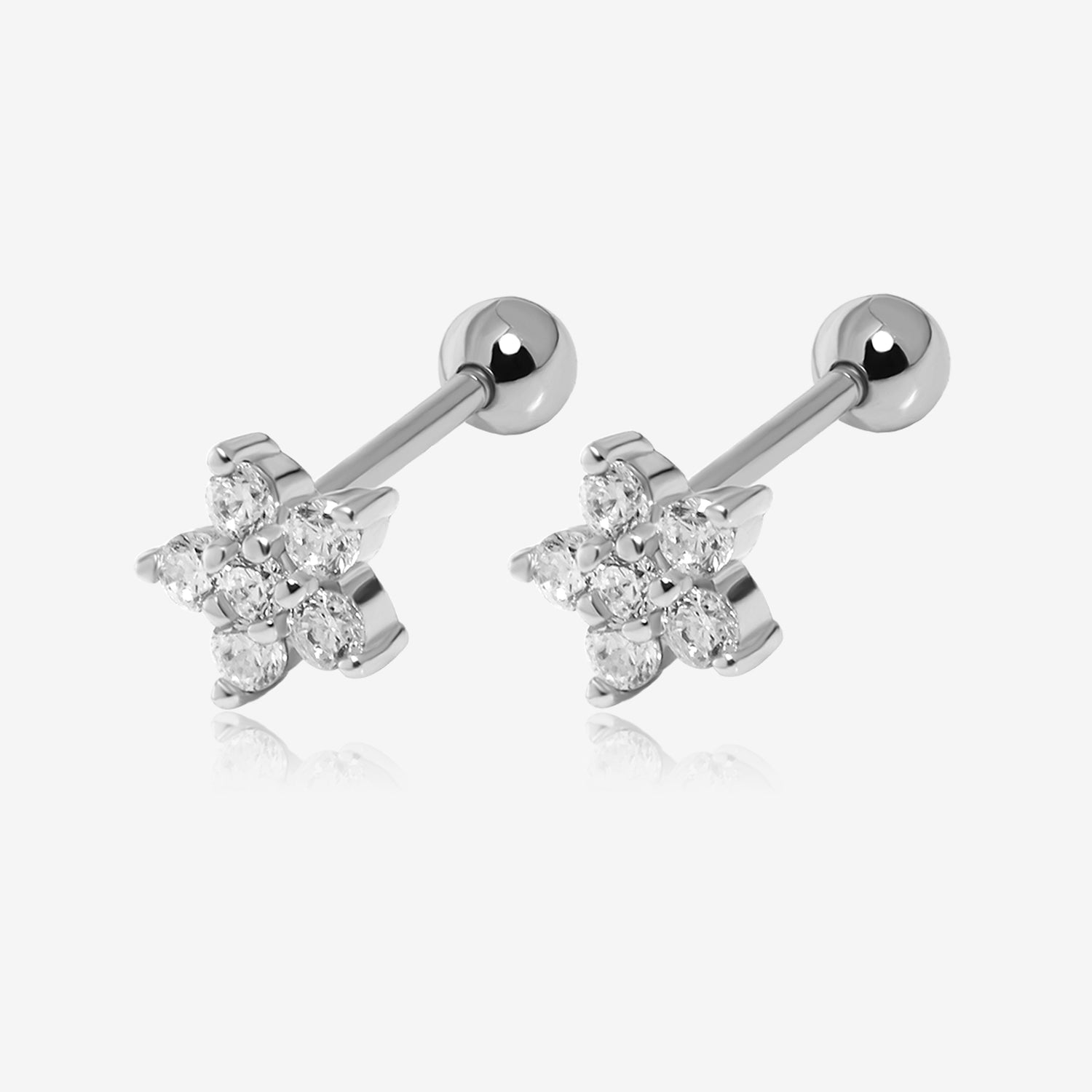 Floral Sparkle Screw Back Earrings