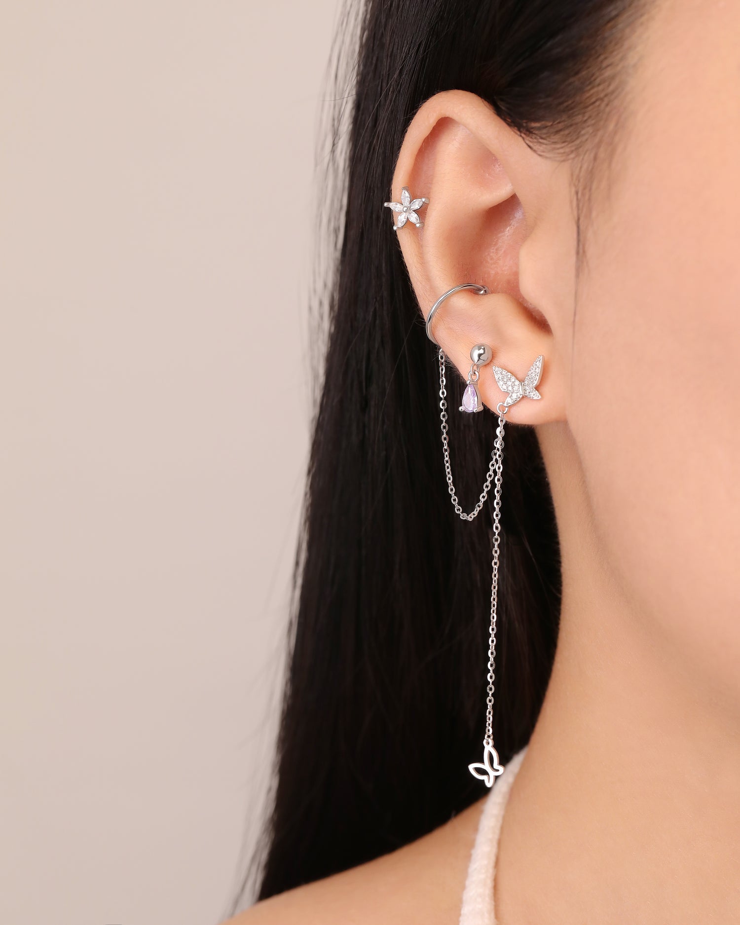 Marquise Flower Screw Back Earrings