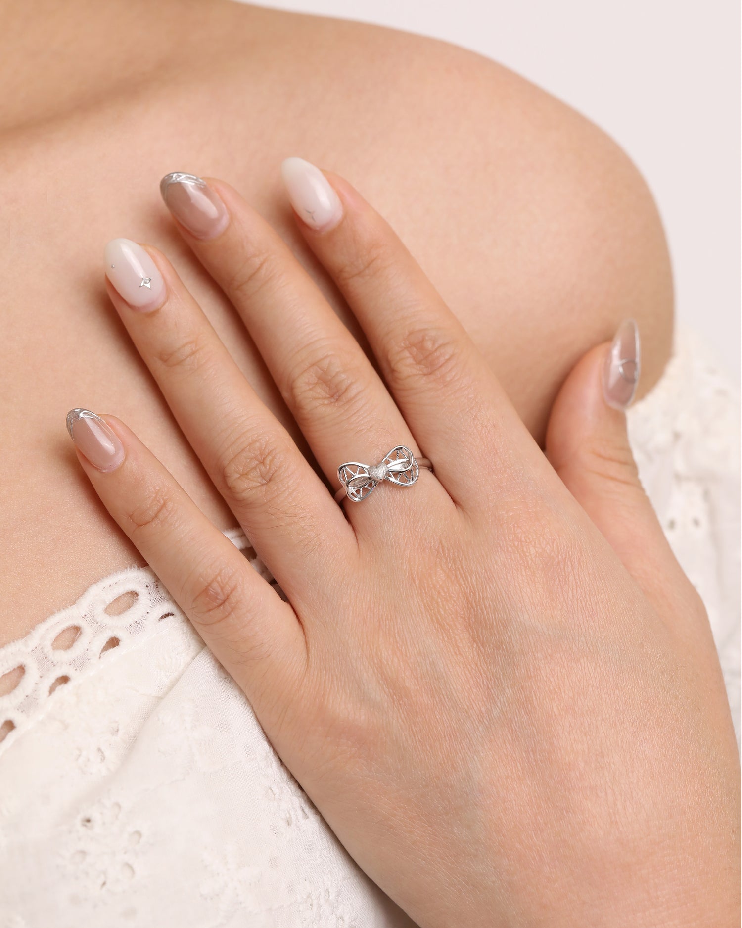 Lace Heart Bow Ring