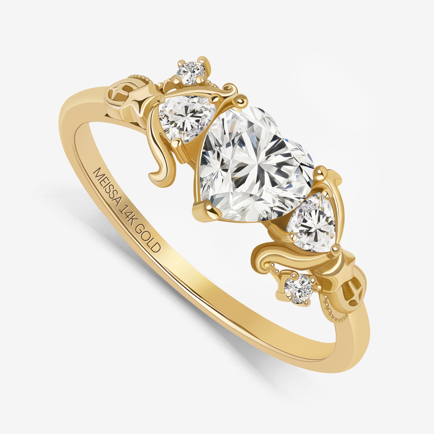 Starlit Grace Heart Ring