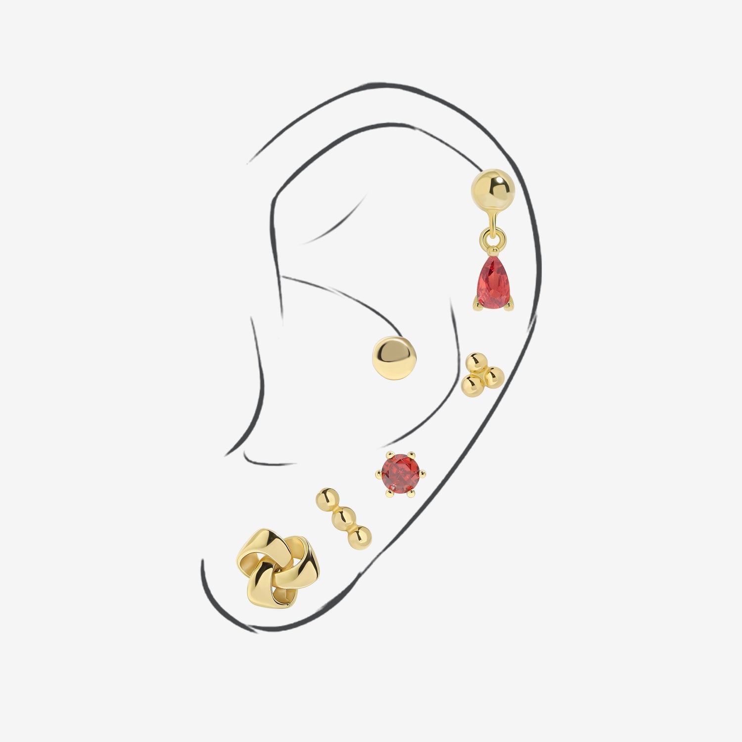 Crimson Twist Earrings Set