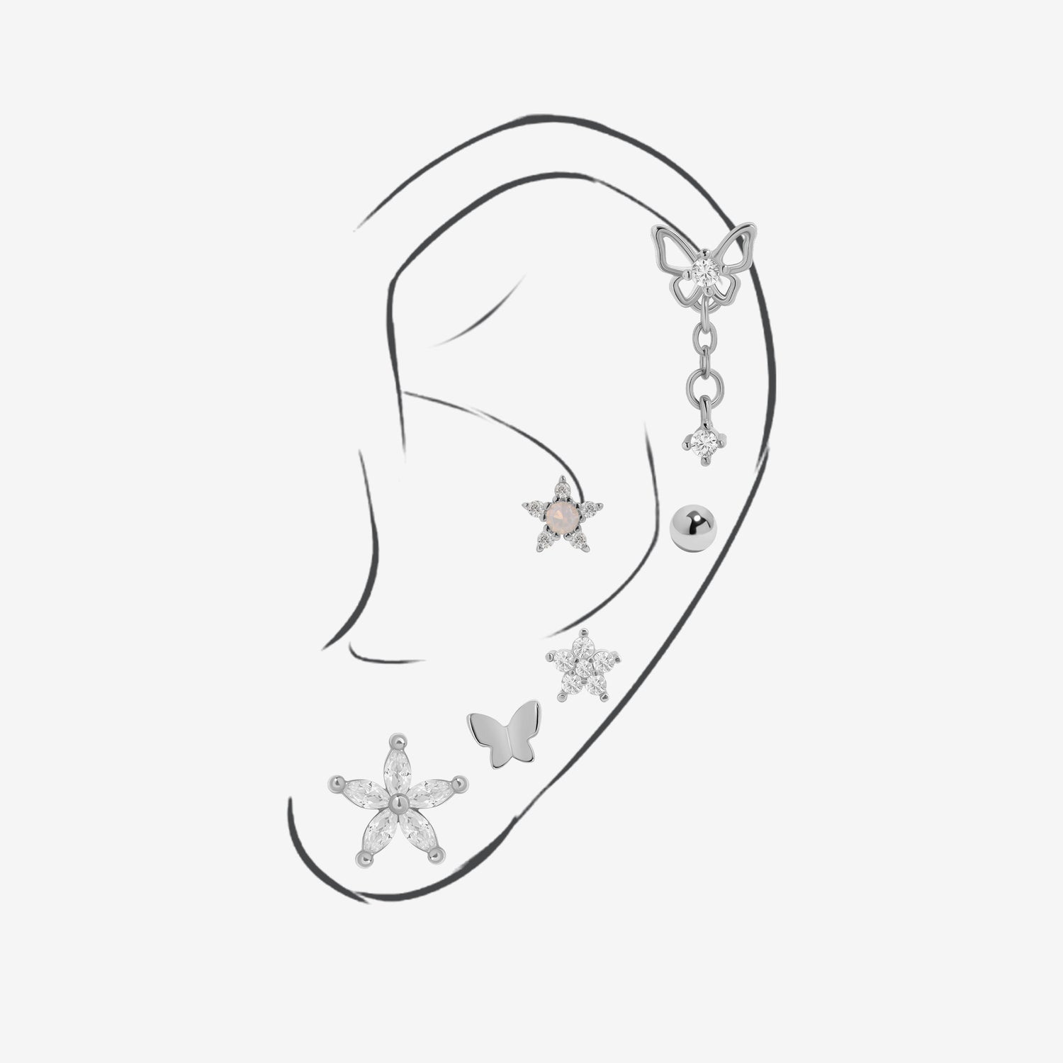 Starry Flutter Earrings Set