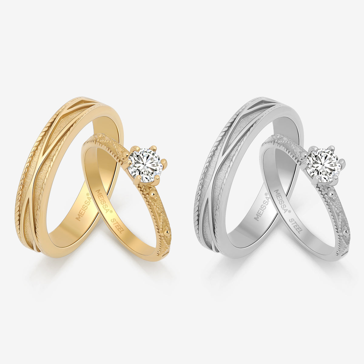 Perfect Harmony Couples' Rings in Stainless Steel