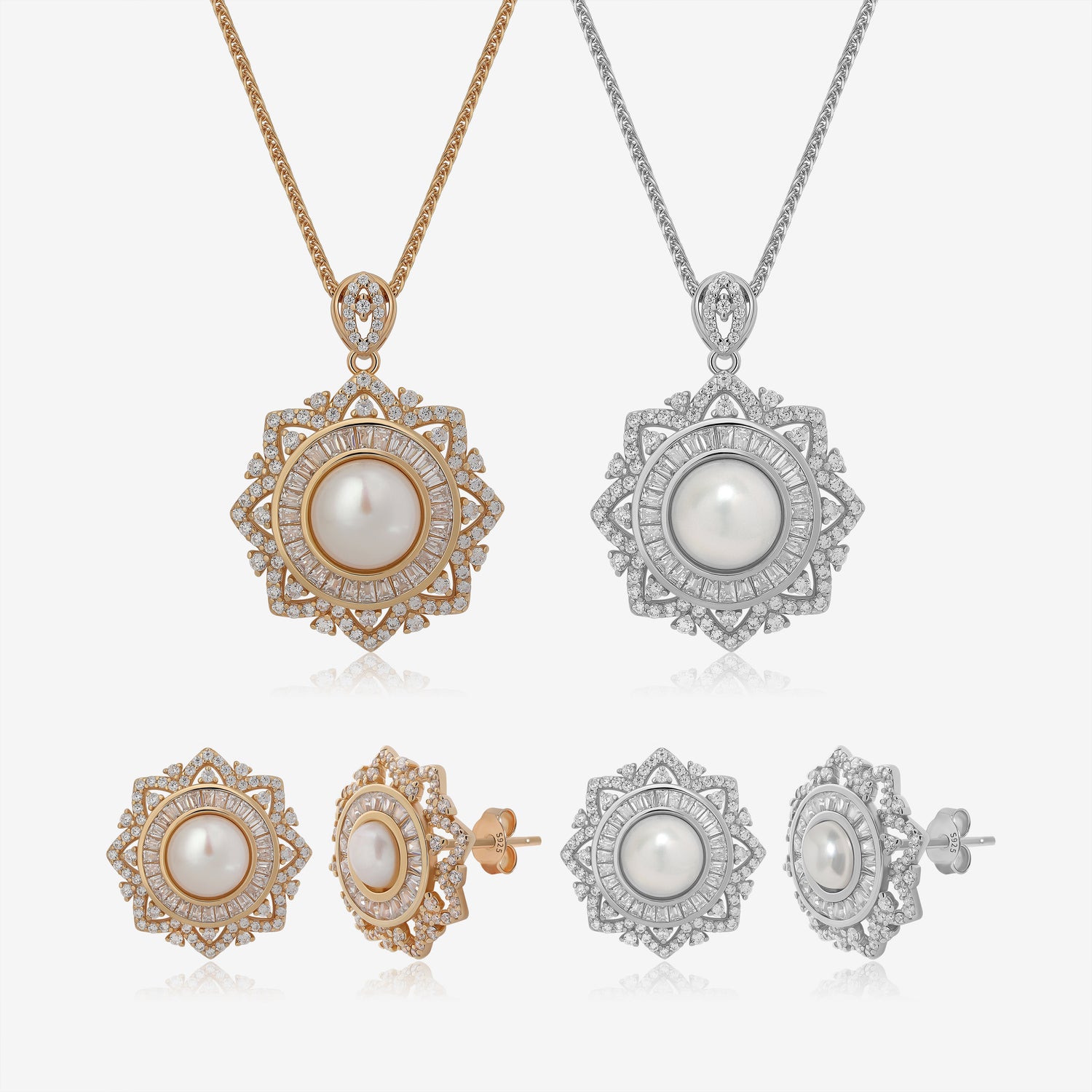 Royal Radiance Pearl Necklace & Earrings Set