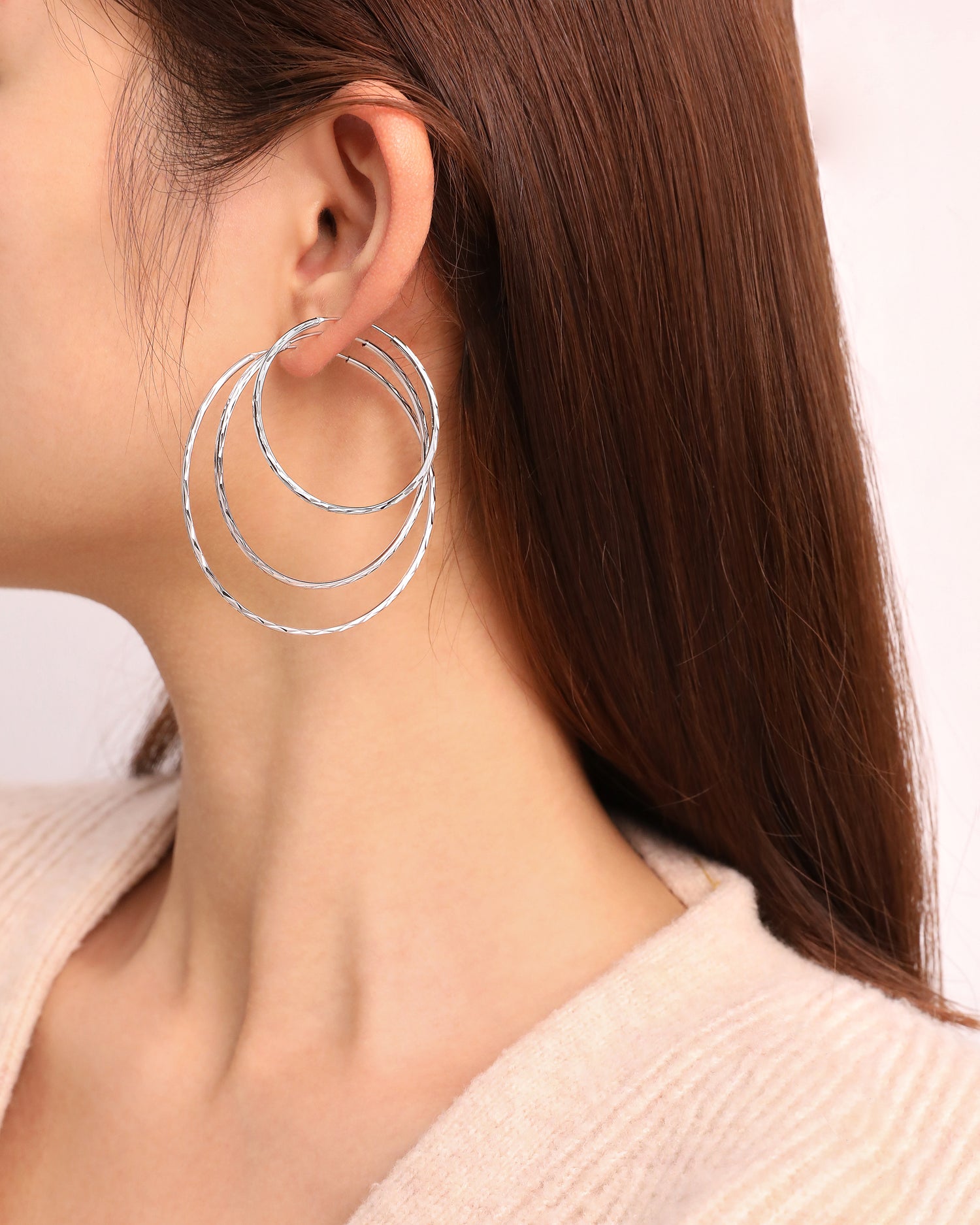 Thin Textured Hoop Earrings