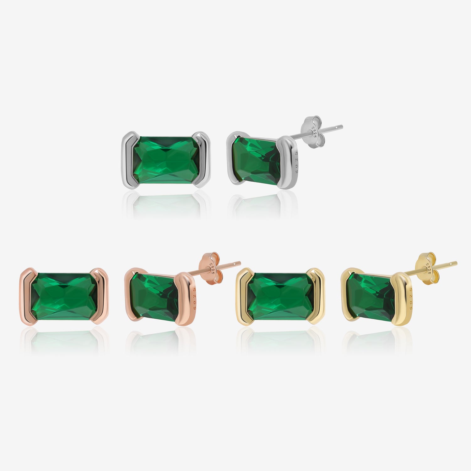 Horizontal Emerald Earrings