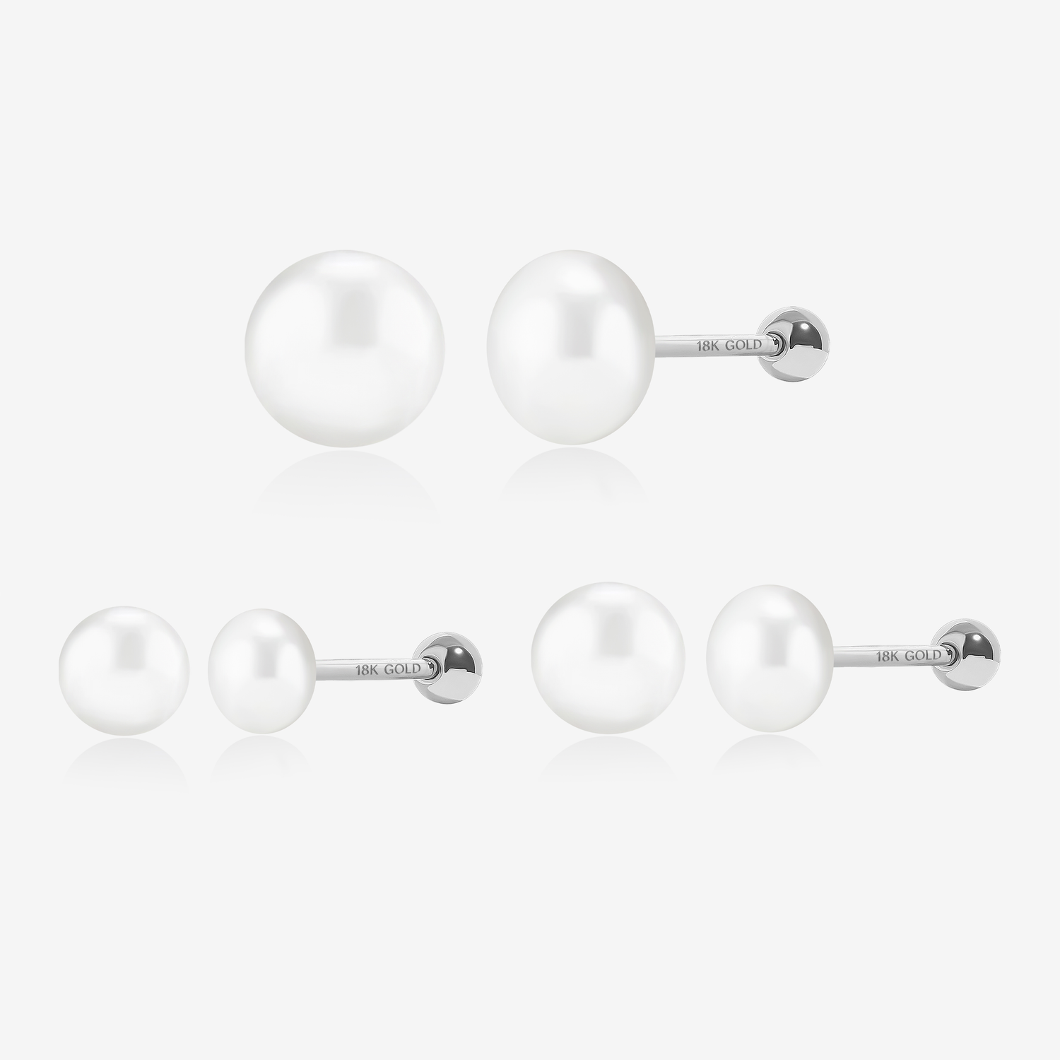 18K Solid Gold Pearlesque Screw Back Earrings