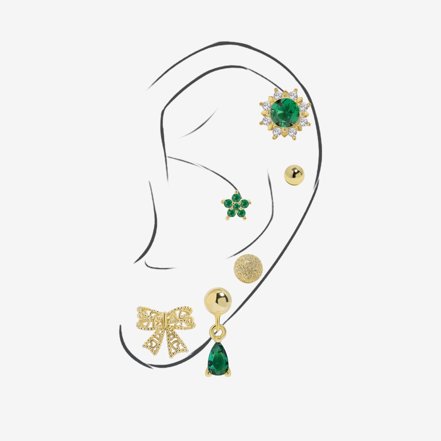 Emerald Aurora Earrings Set