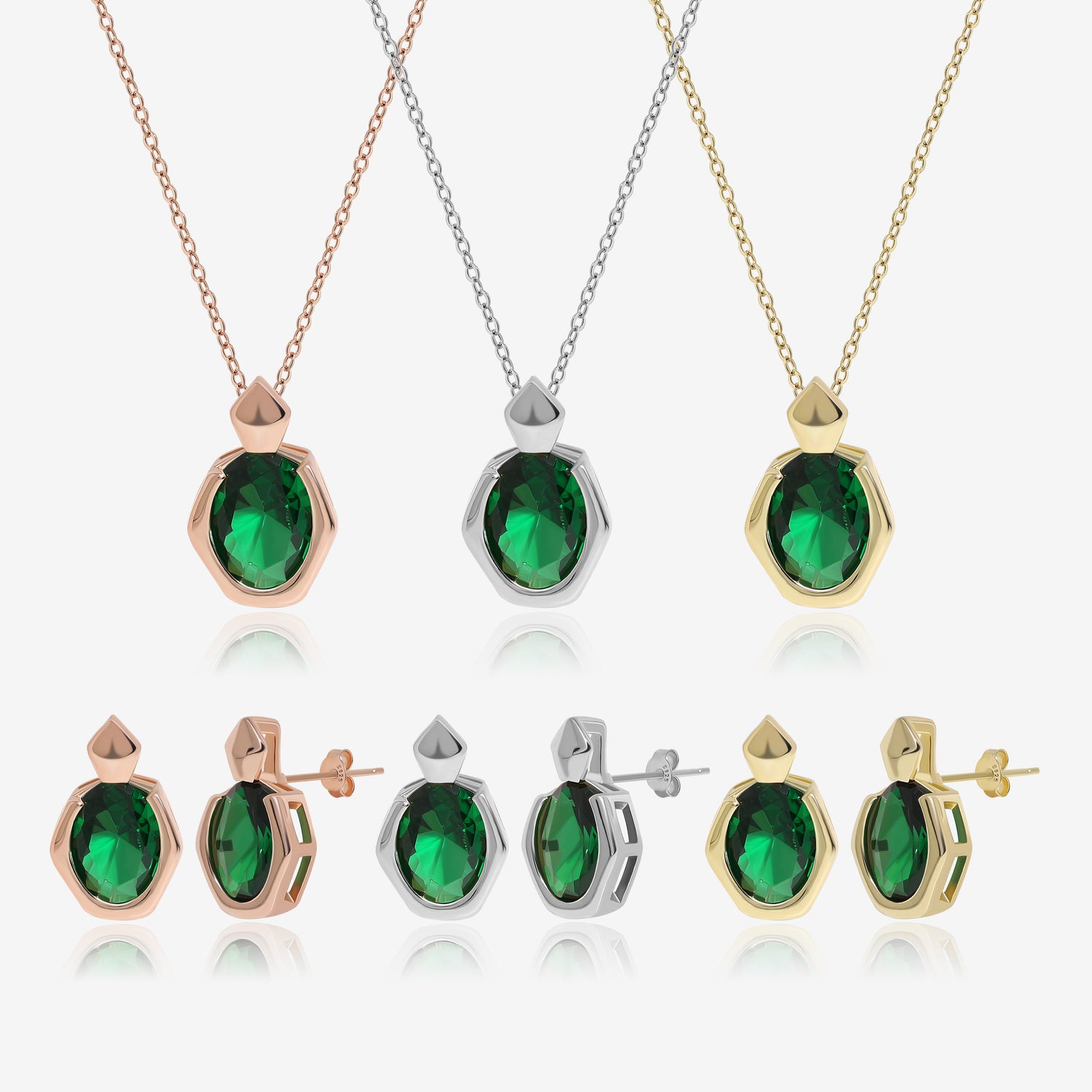 Dainty Emerald Jewelry Set