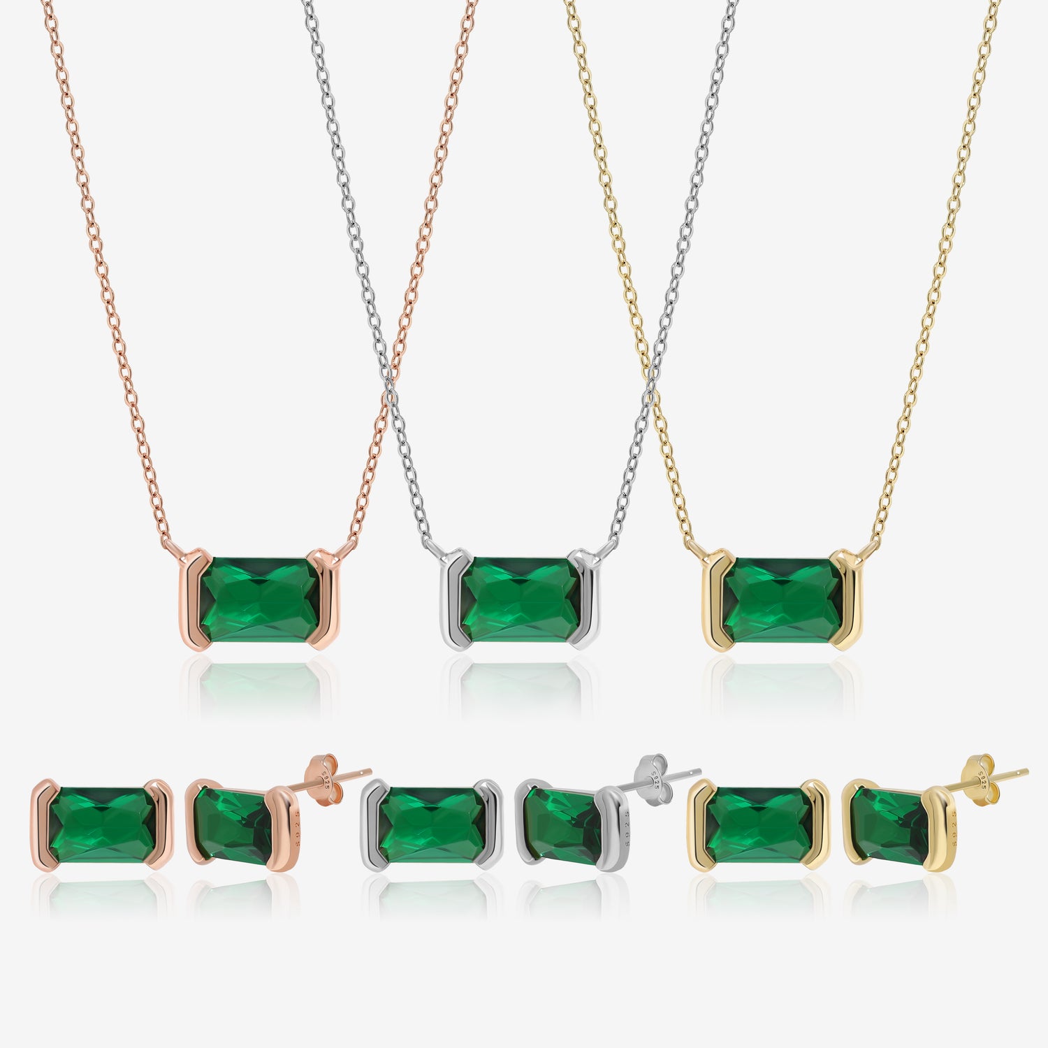 Horizontal Emerald Jewelry Set