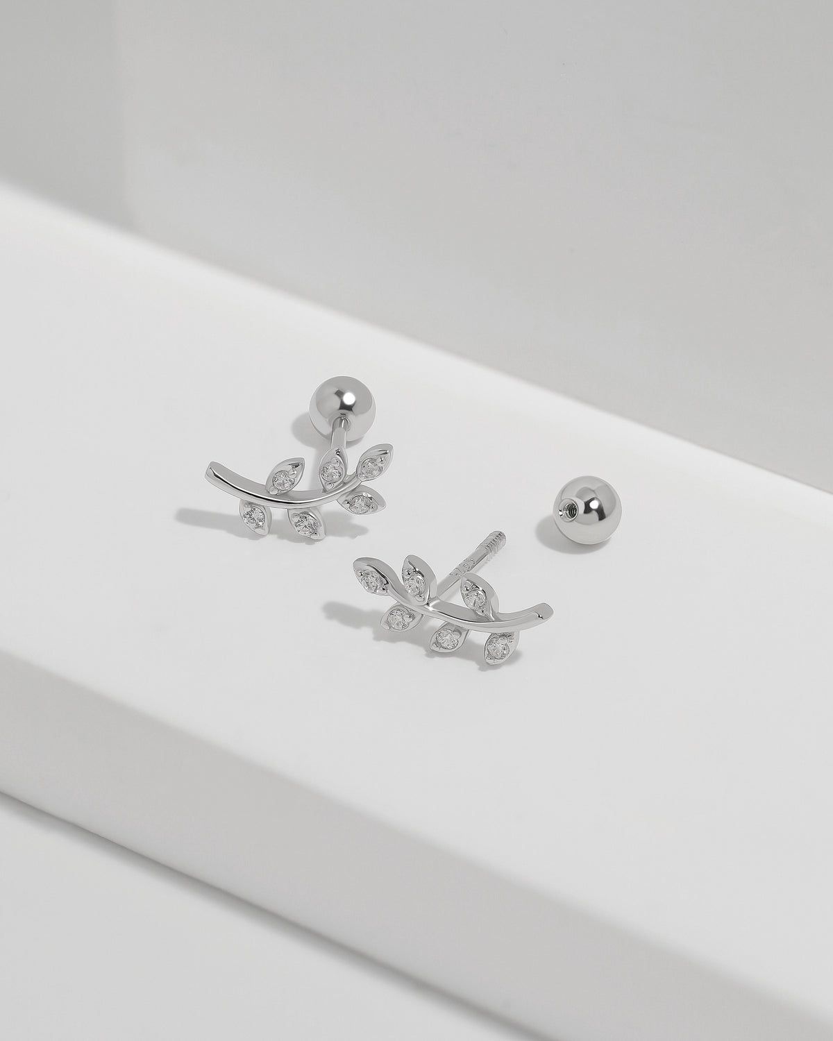 Leaf earrings from Spring Meadow Earrings Set in 925 sterling silver with cubic zirconia and ball backs.