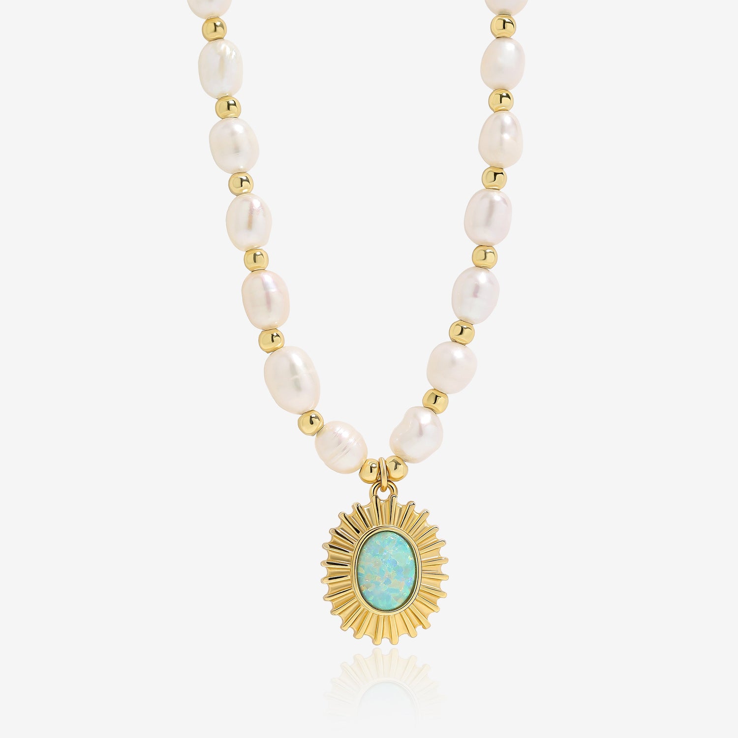 Sunflare Opal Pearl Necklace