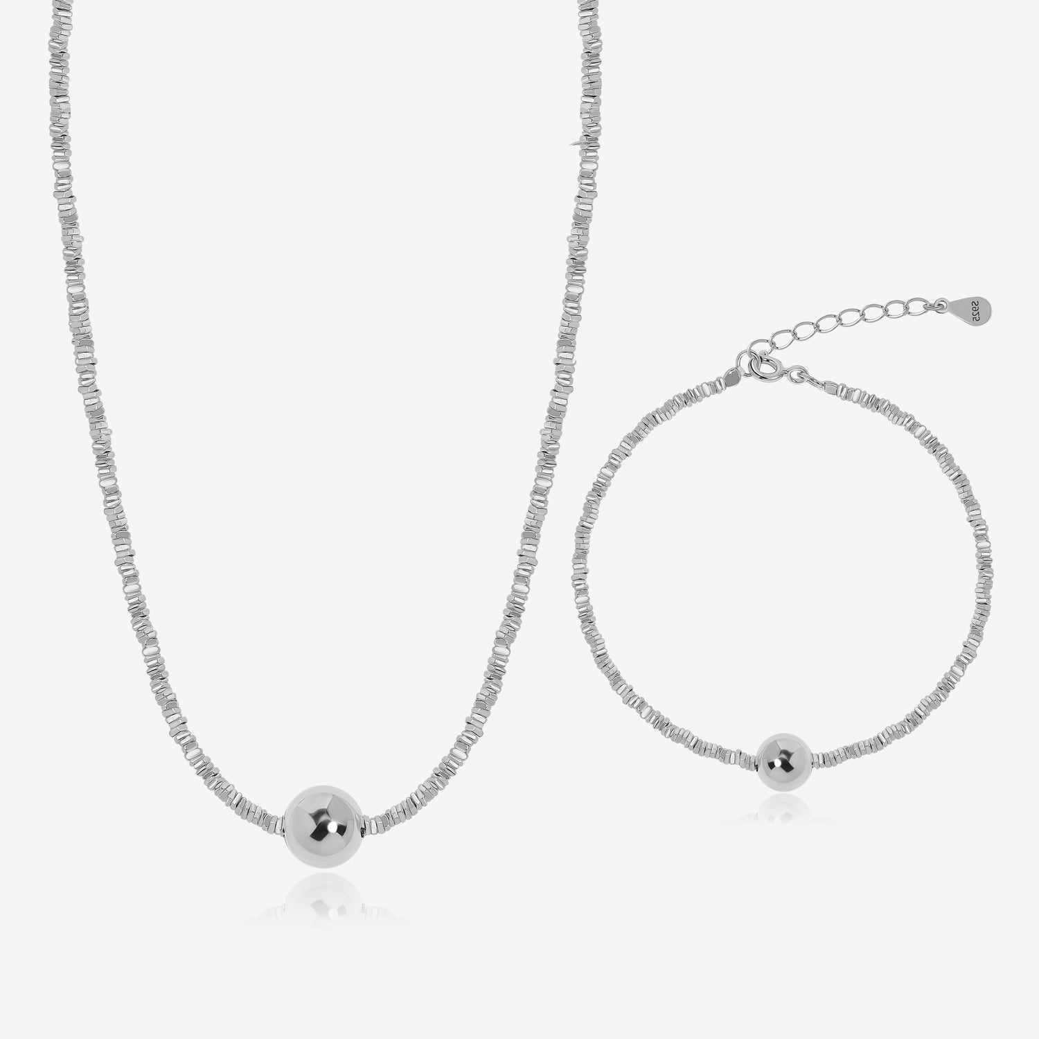 Round Silver Beads Jewelry Set