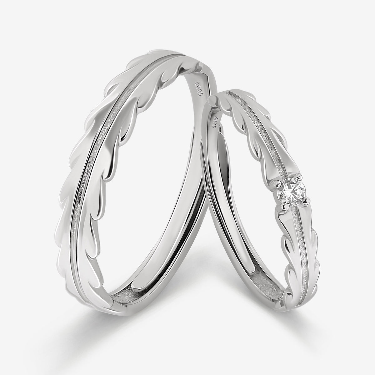 Leaf Harmony Couples' Rings