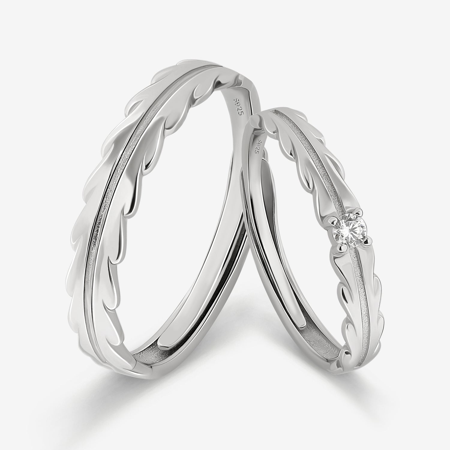 Leaf Harmony Couples' Rings