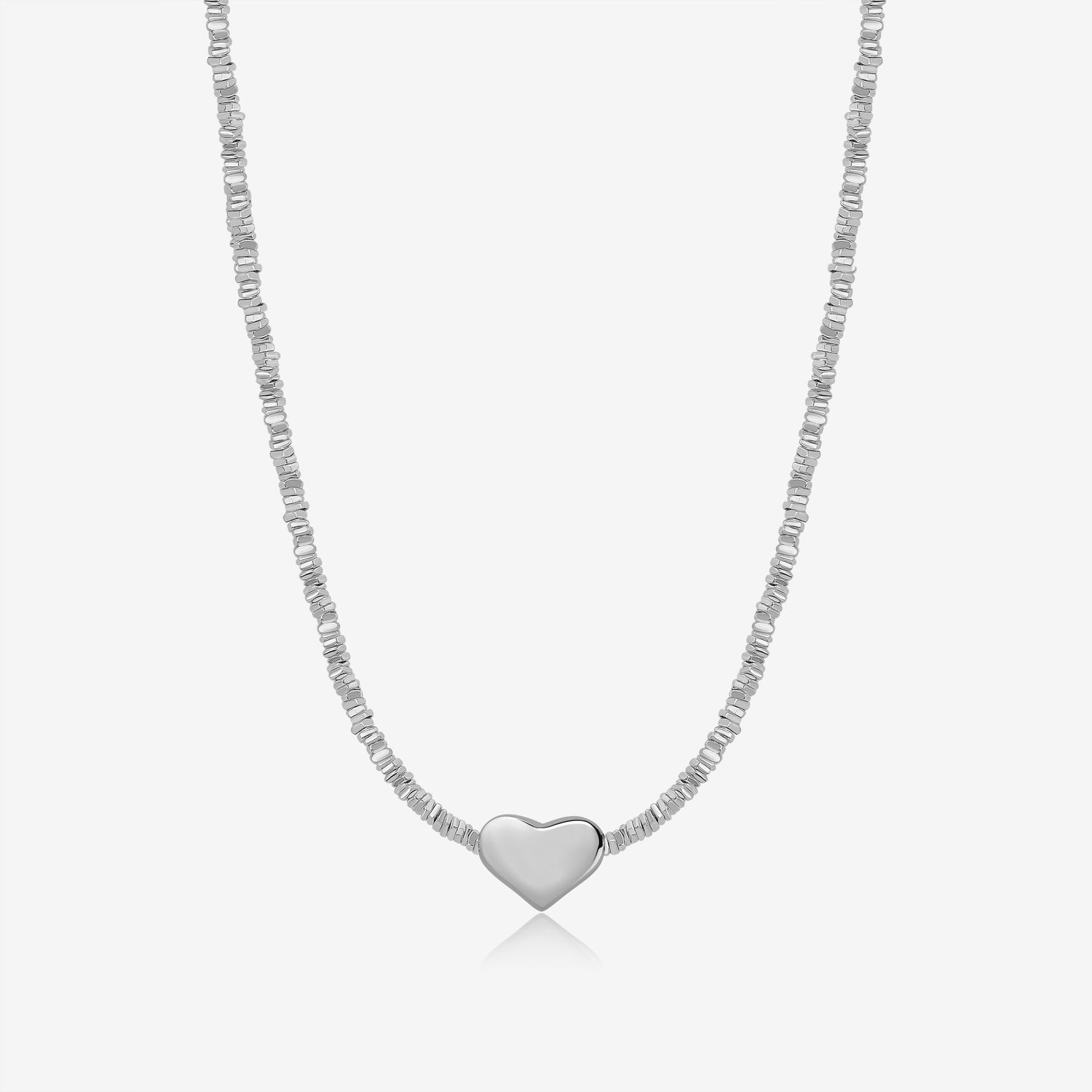 Heart Silver Beads Necklace