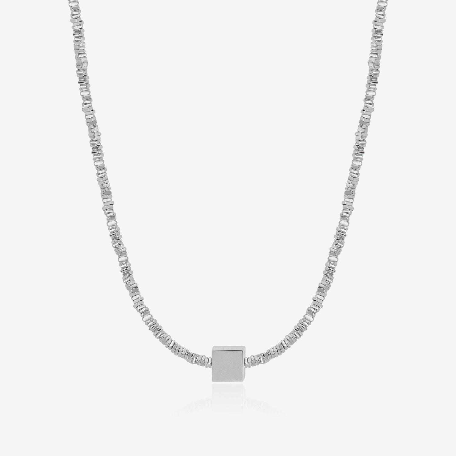 Cube Silver Beads Necklace