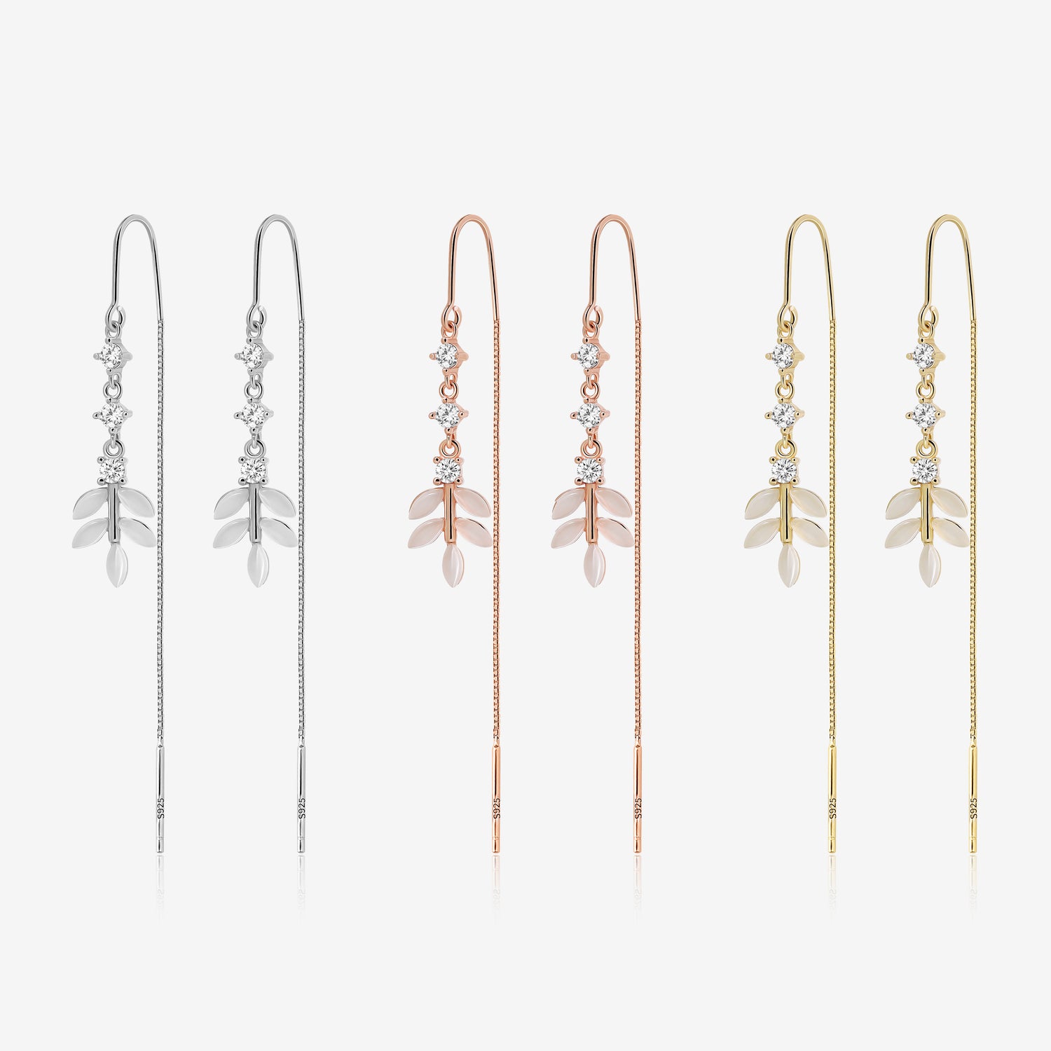 Elegant Leaf Threader Earrings