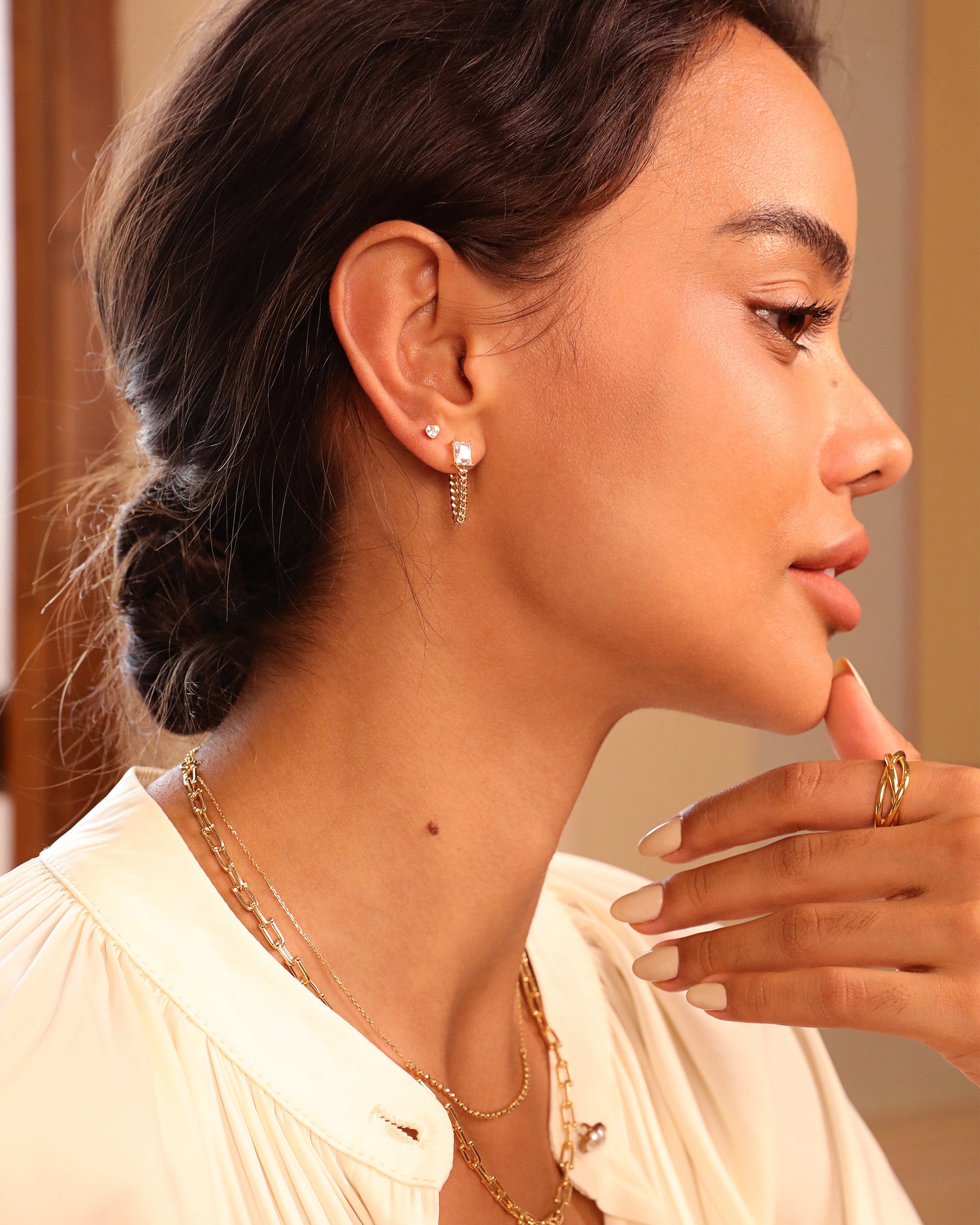 Diamond Chain Earrings