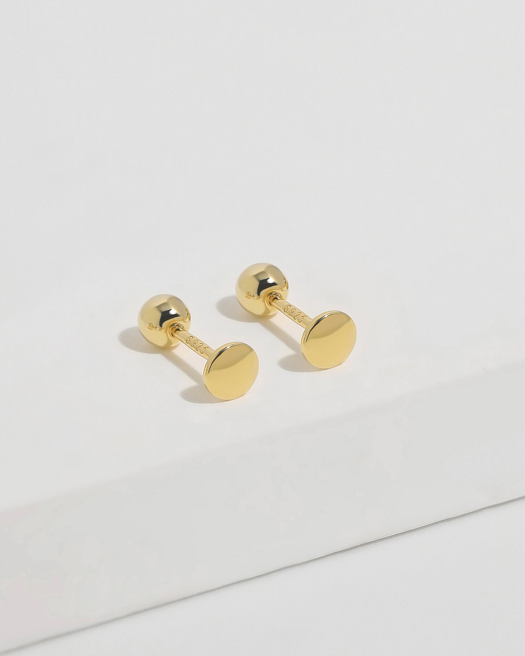 Round disc earrings from Minimalist Touch Earrings Set in 925 sterling silver with ball backs.