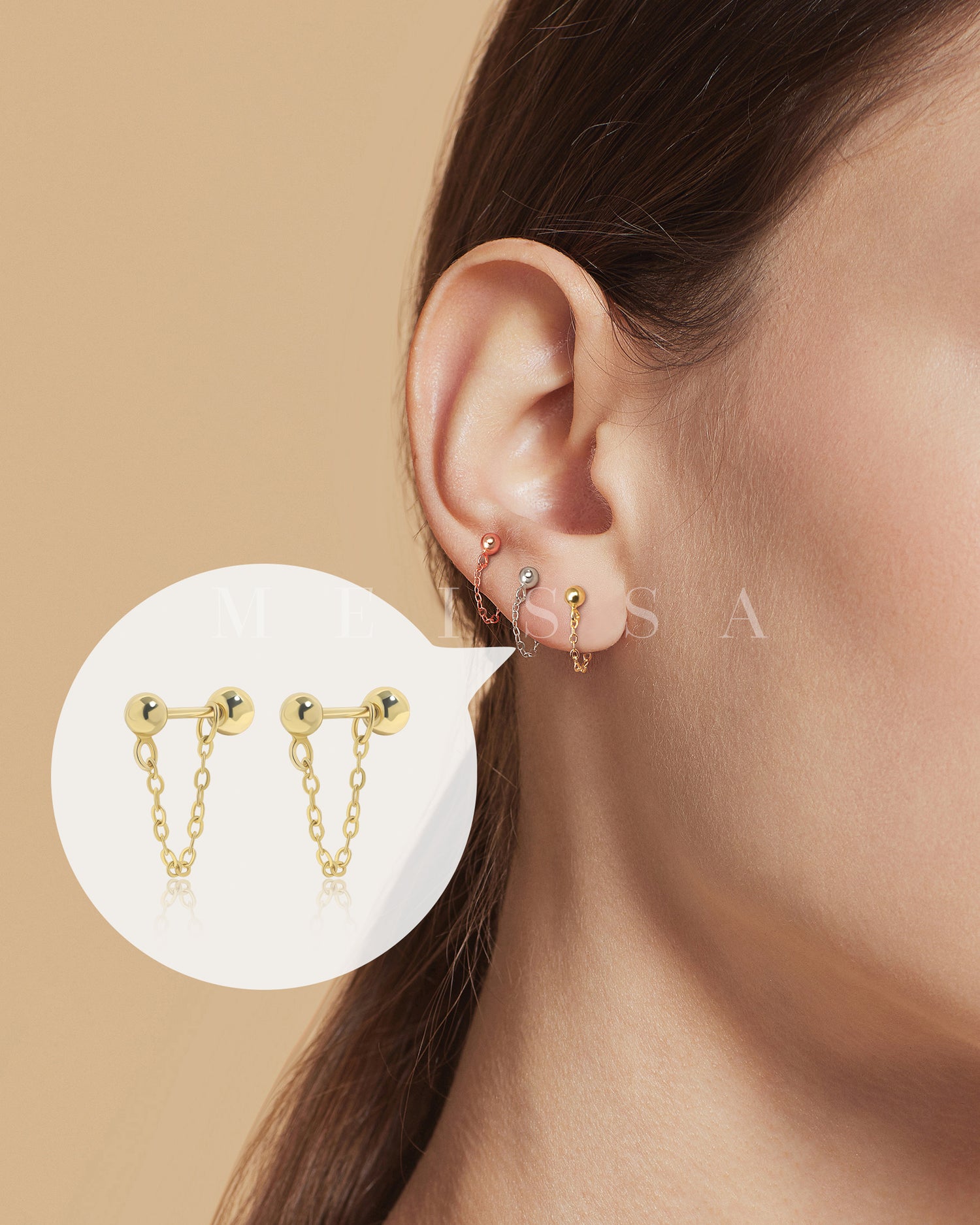 Minimalist Chain Screw Back Earrings