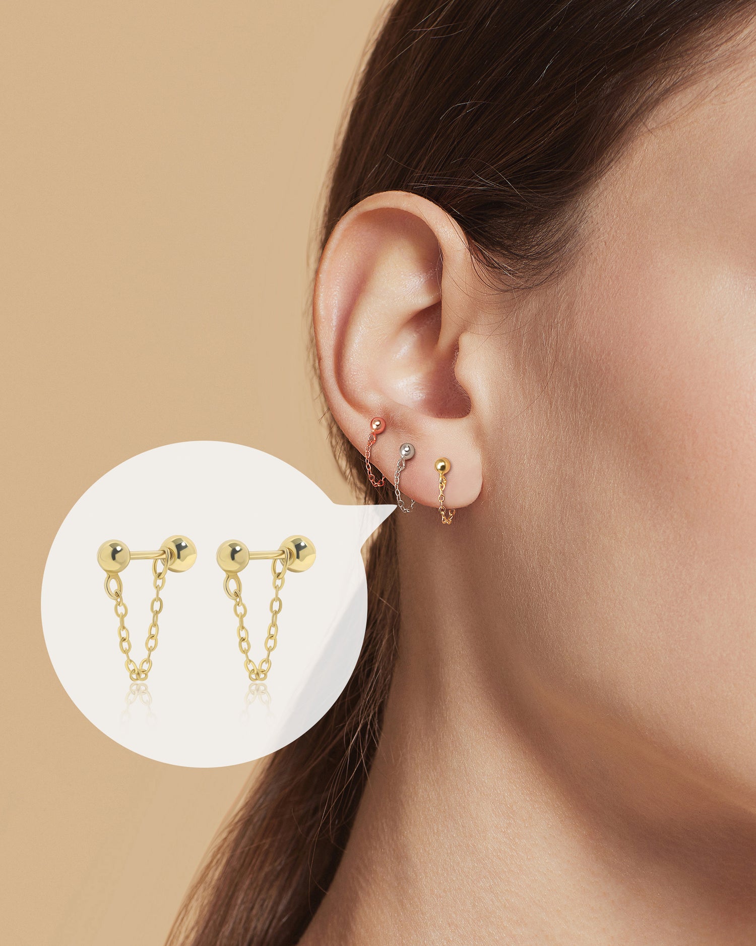 Minimalist Chain Screw Back Earrings