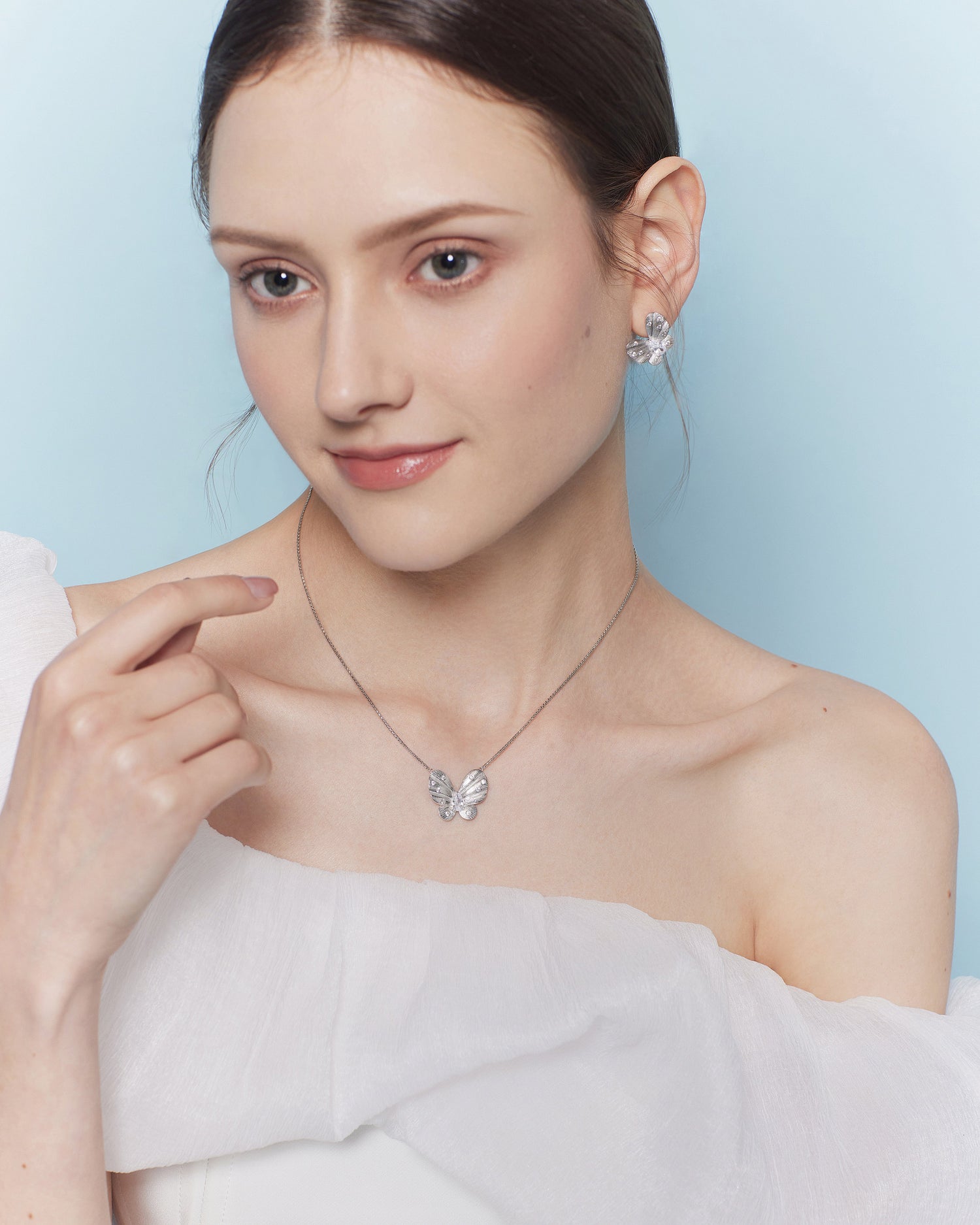 Diamond Butterfly Jewelry Set