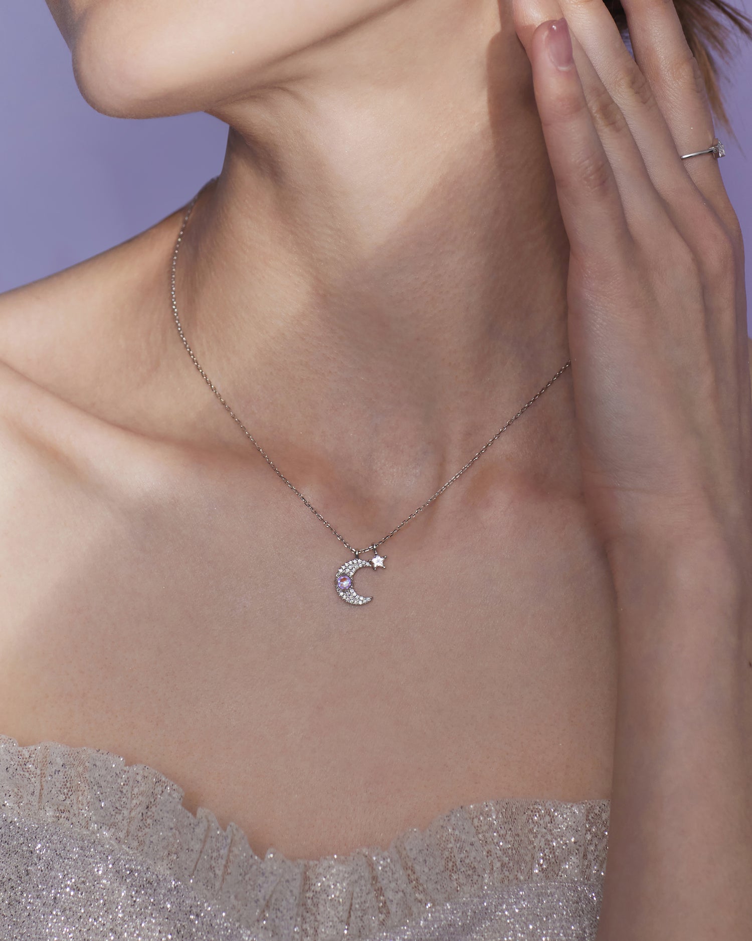 Purple Moon Star Necklace