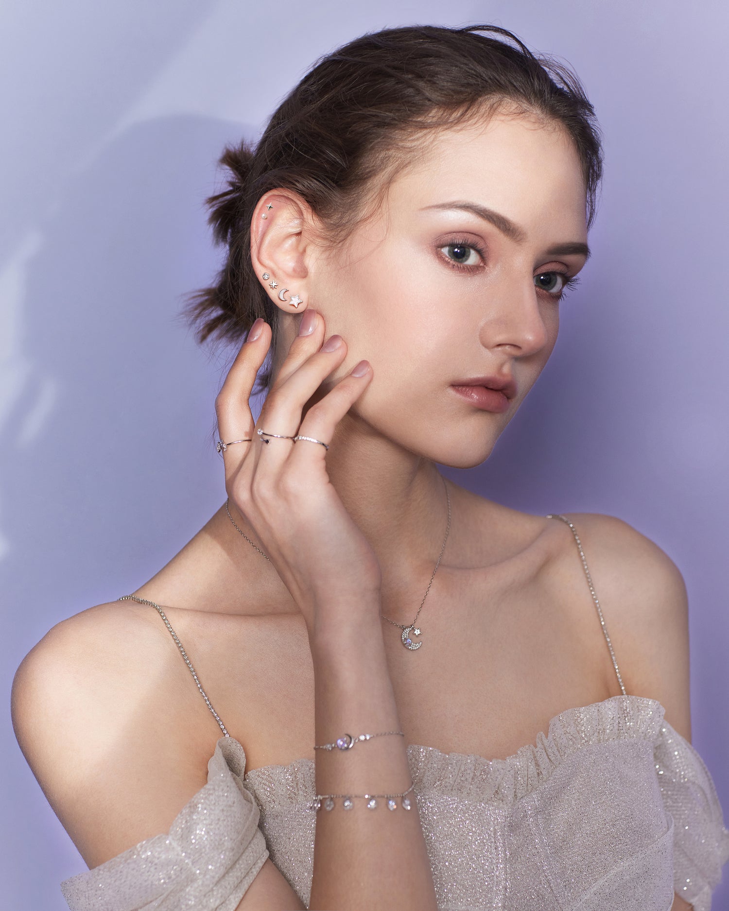 Moon Star Pearl Earring Set