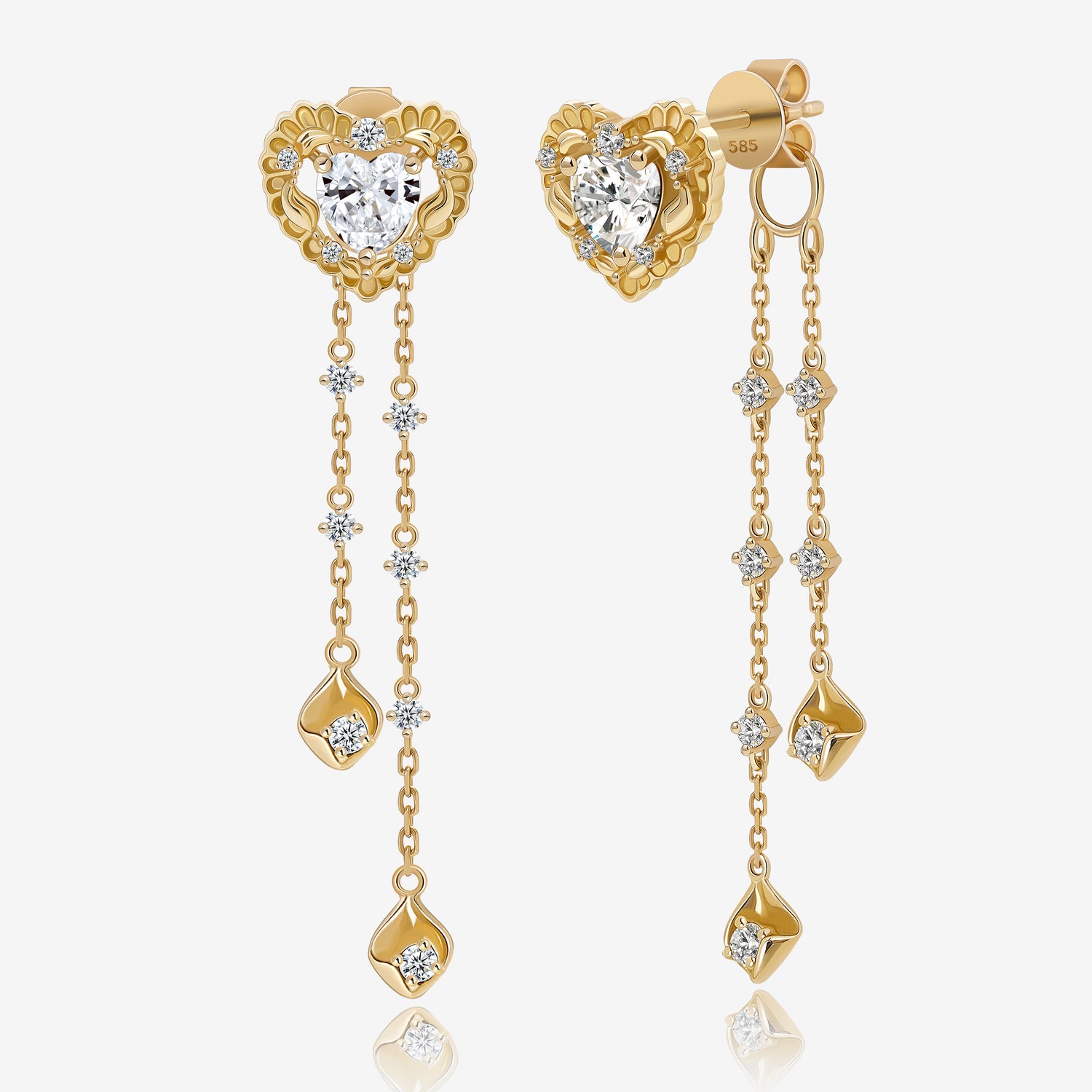 Heart in Bloom Convertible Diamond Drop Earrings