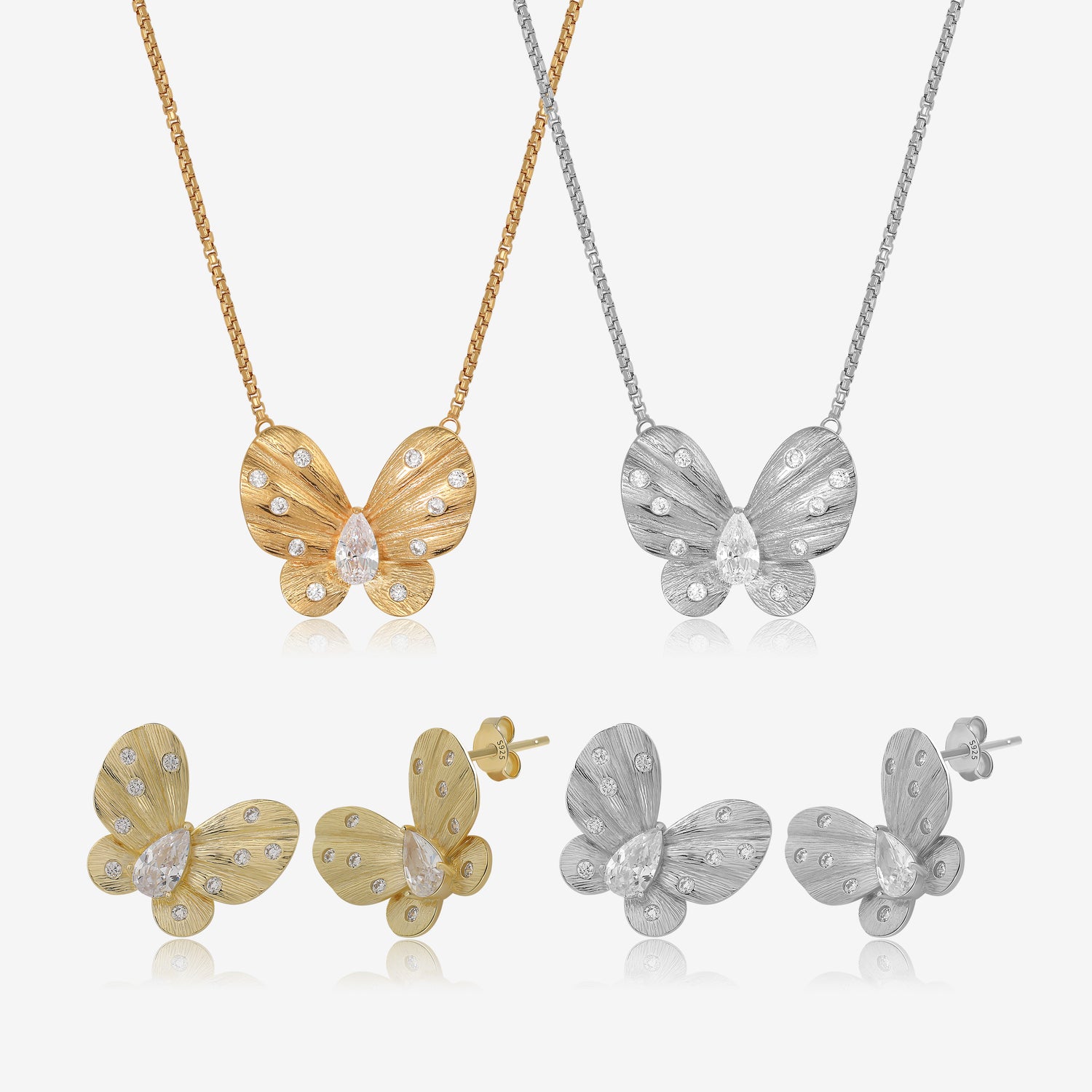 Diamond Butterfly Jewelry Set