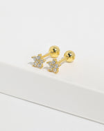 Flower earrings from Minimalist Touch Earrings Set in 925 sterling silver with cubic zirconia and ball backs.