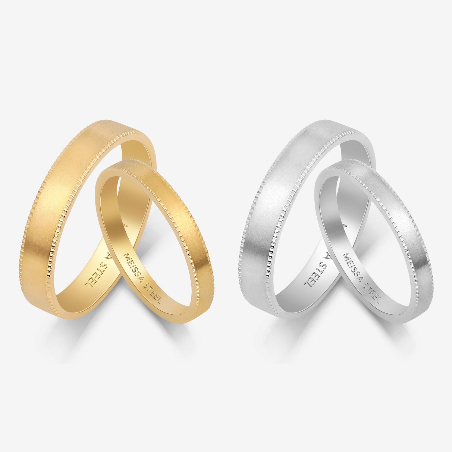 Simple Satin Finish Couples' Rings in Stainless Steel