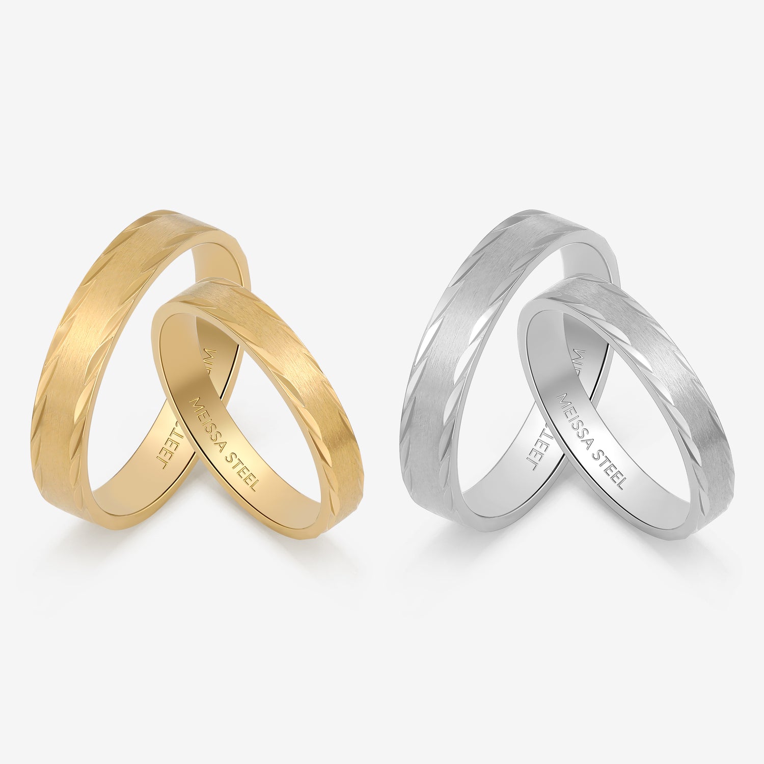 Eternal Echo Couples' Rings in Stainless Steel
