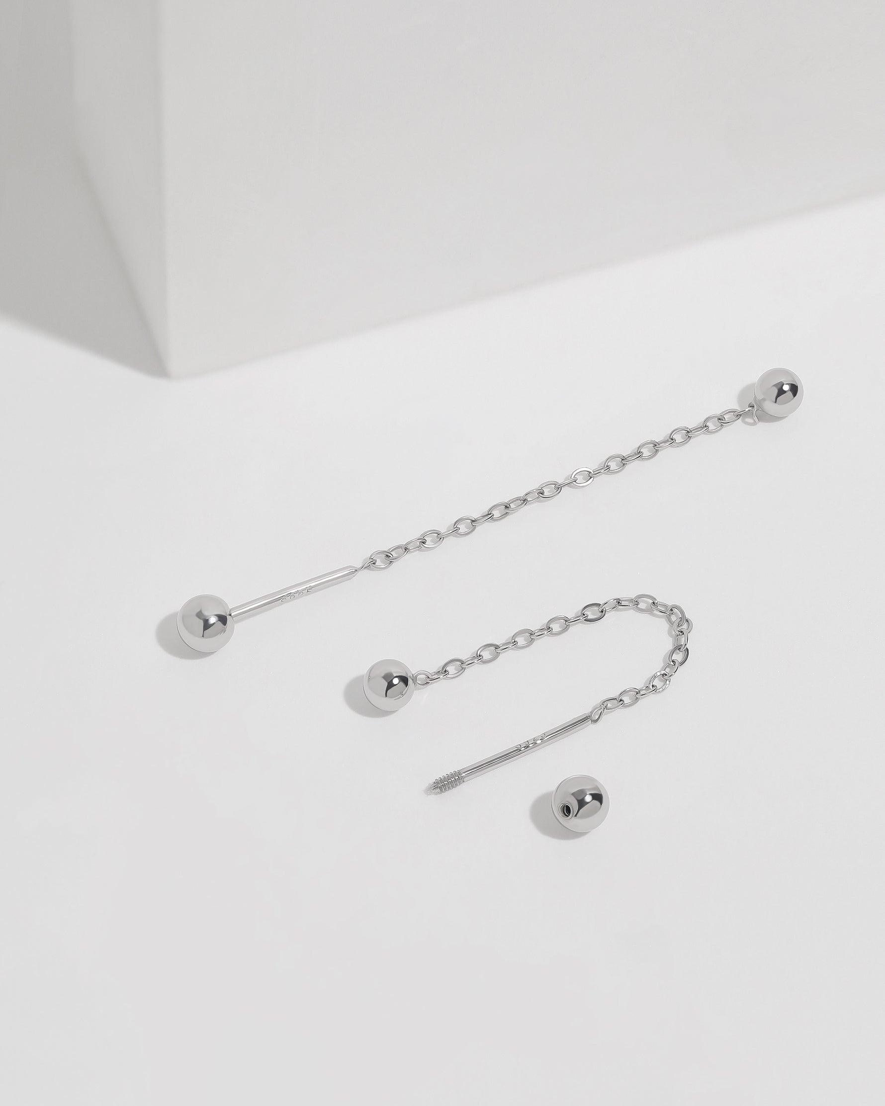 Threader chain earrings from Chain Chic Earrings Set in 925 sterling silver with ball ends.