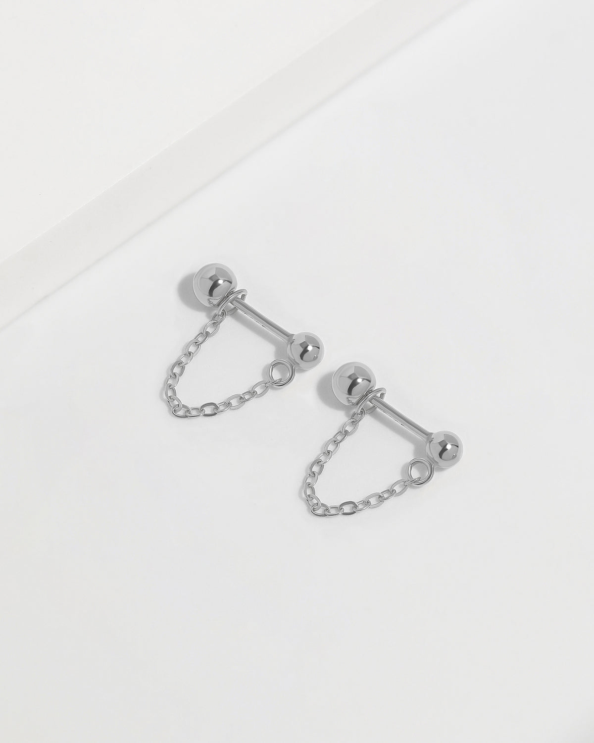Double chain earrings from Chain Chic Earrings Set in 925 sterling silver with ball backs.
